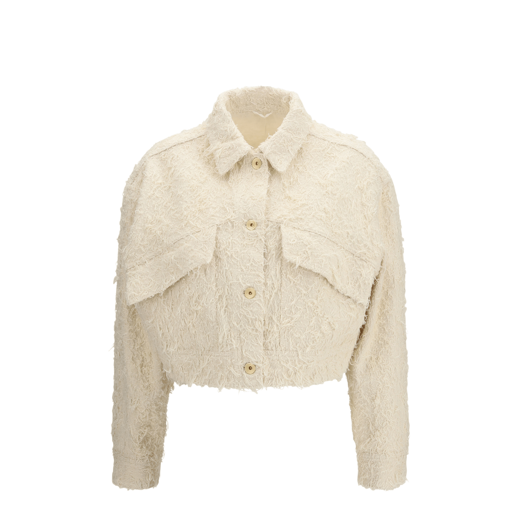 Brunello Cucinelli Fuzzy Dyed Denim Outerwear Jacket With Monili