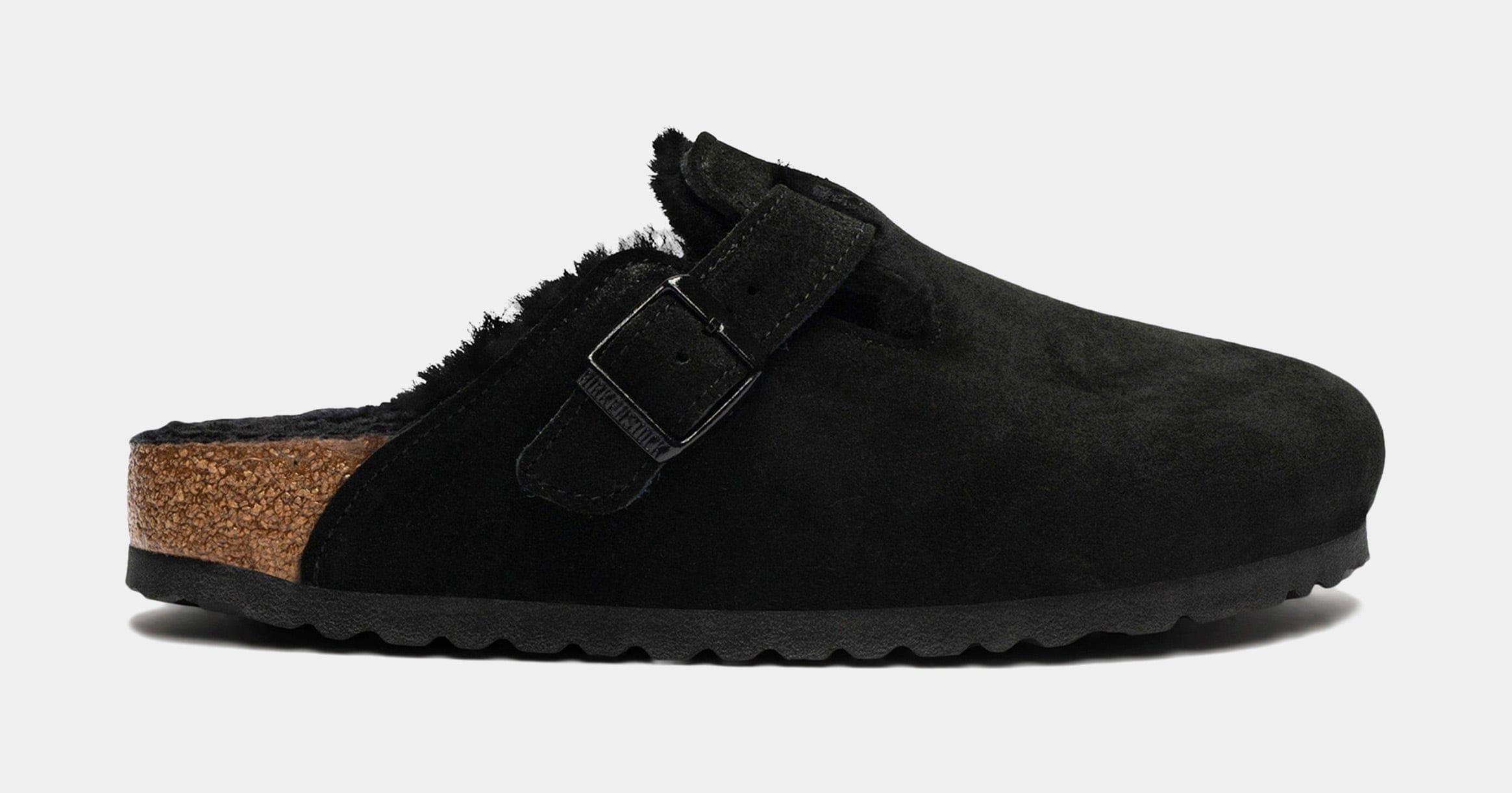 Birkenstock Boston Shearling Womens Sandals (Black)