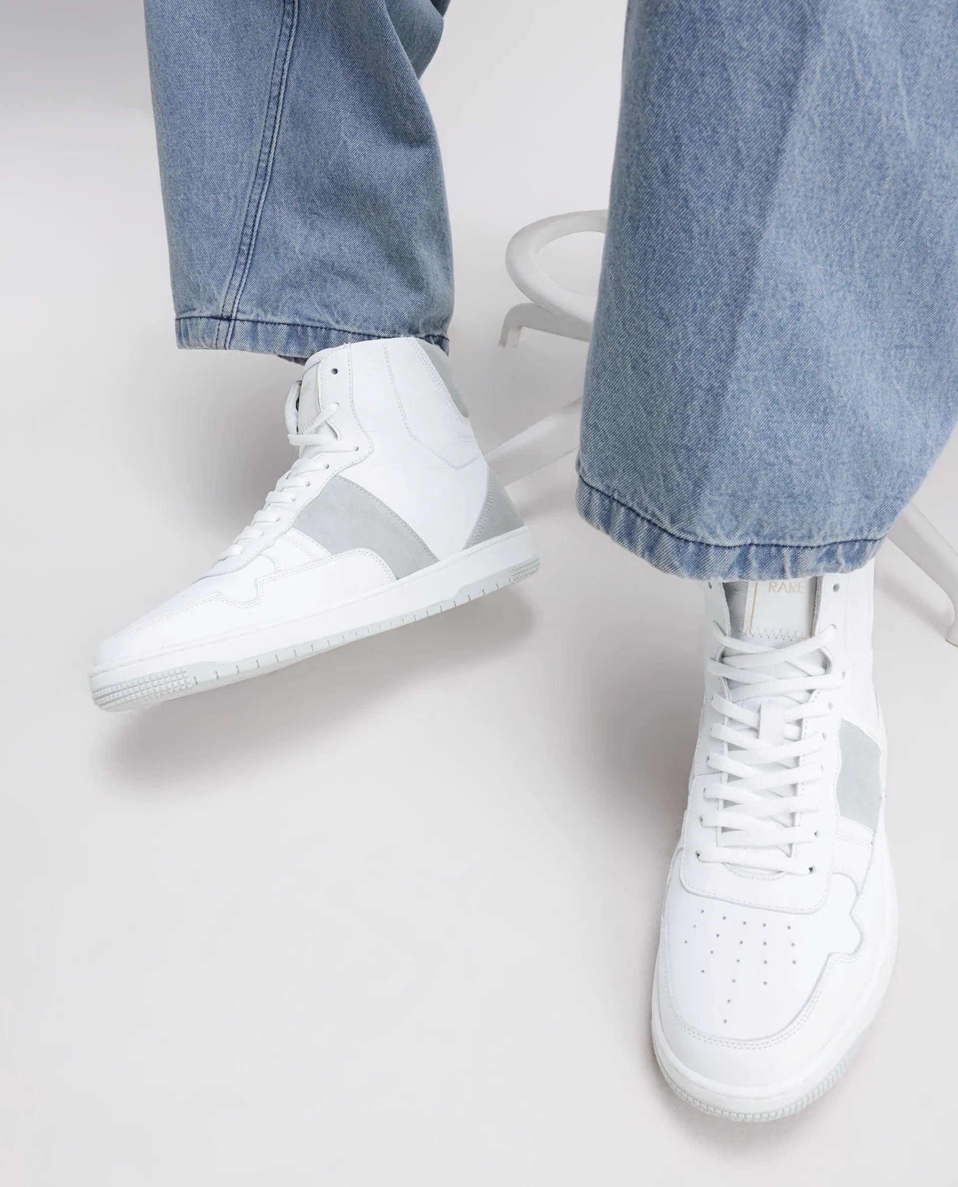 RAREZ Rare Rabbit Men's Dist Cement Leather Lace - Up Closure High - Top Sneaker