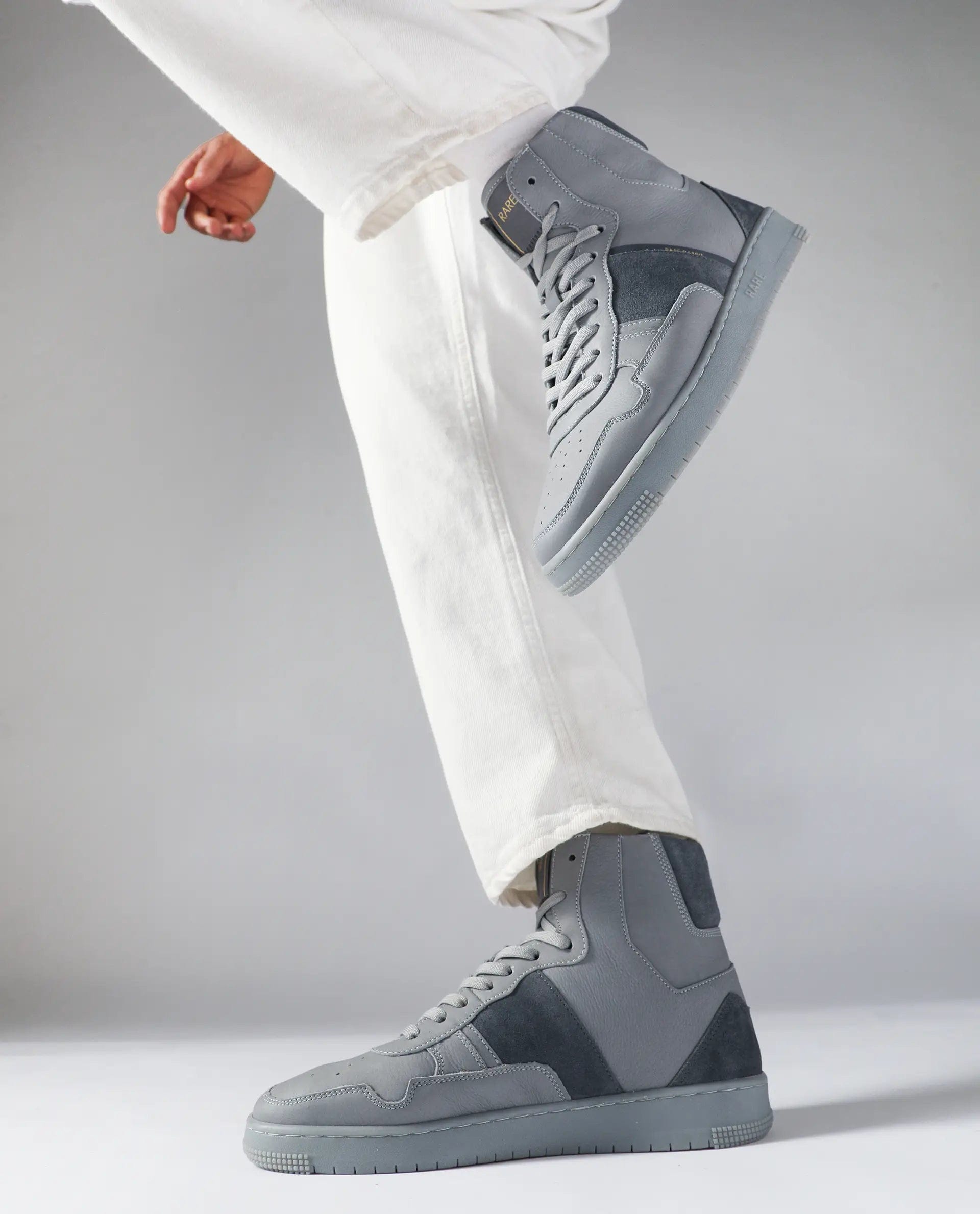 RAREZ Rare Rabbit Men's Dist Grey Leather Lace - Up Closure High - Top Sneaker