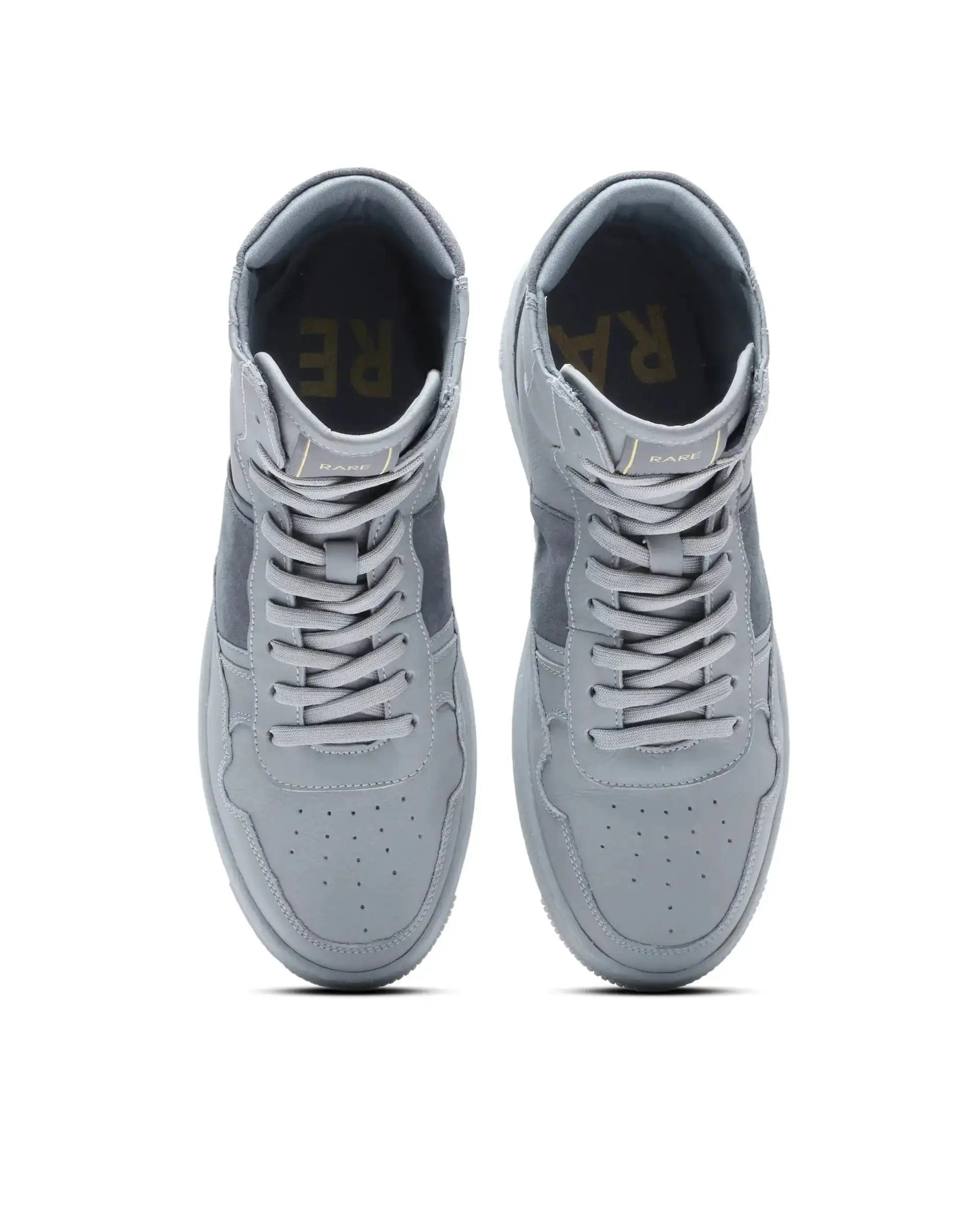 RAREZ Rare Rabbit Men's Dist Grey Leather Lace - Up Closure High - Top Sneaker