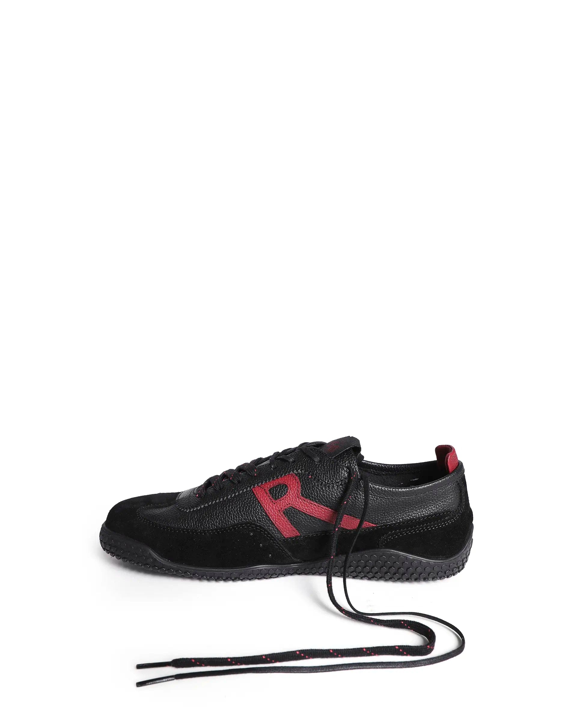 Rarez Men's Sugoi Membo Primary Black/Red Leather Regular Sneaker