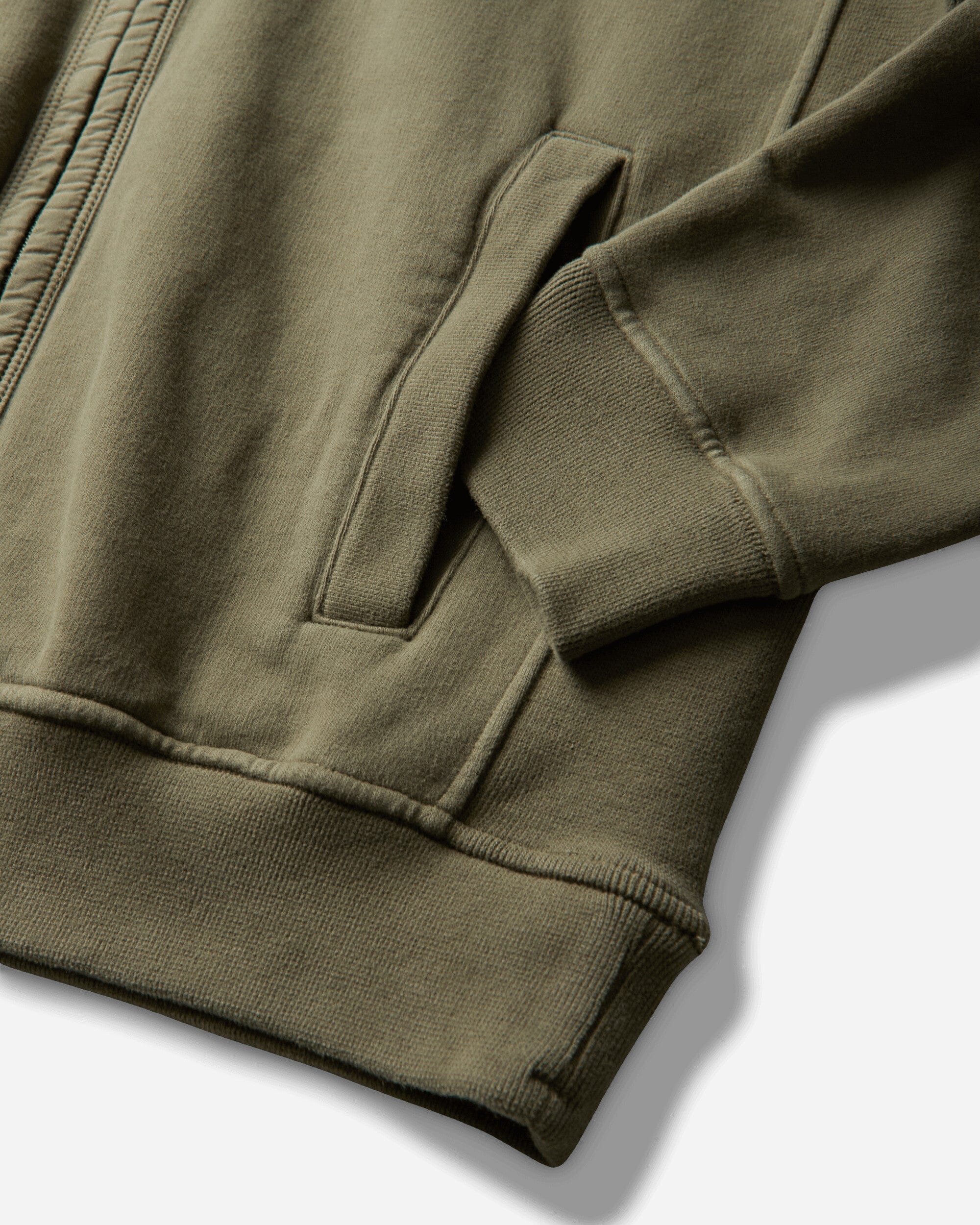 Stone Island Men's Organic Cotton Fleece Zip Hoodie Military Green