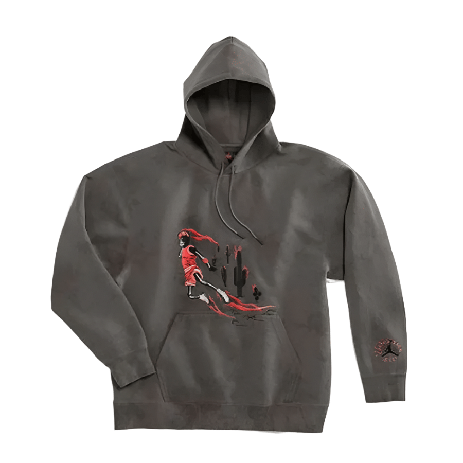 Travis Scott Jordan Washed Suede Hoodie Grey (CN3422 - 068) Size S - XXL