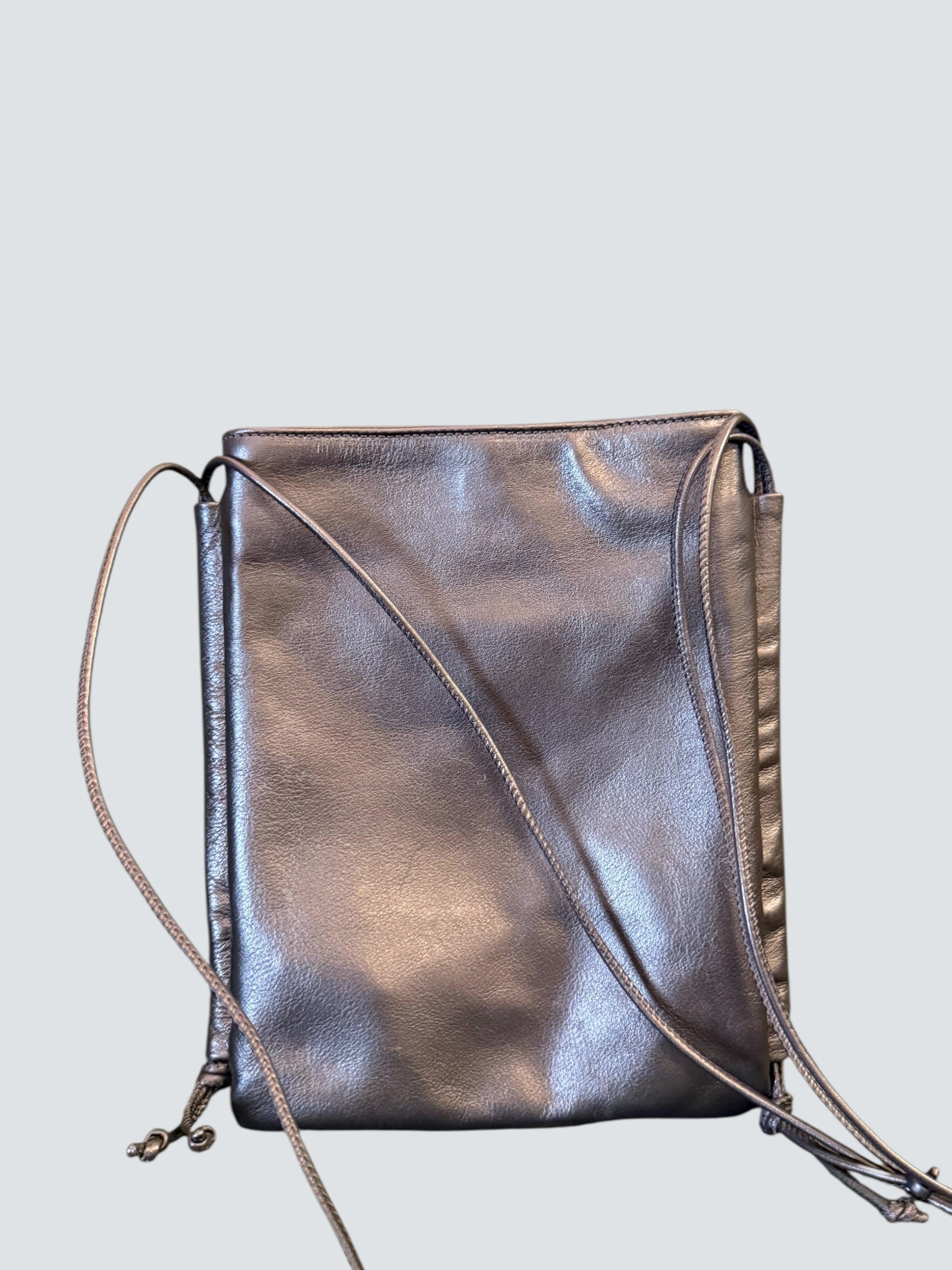Hereu Black Woven Leather Trena Crossbody Bag