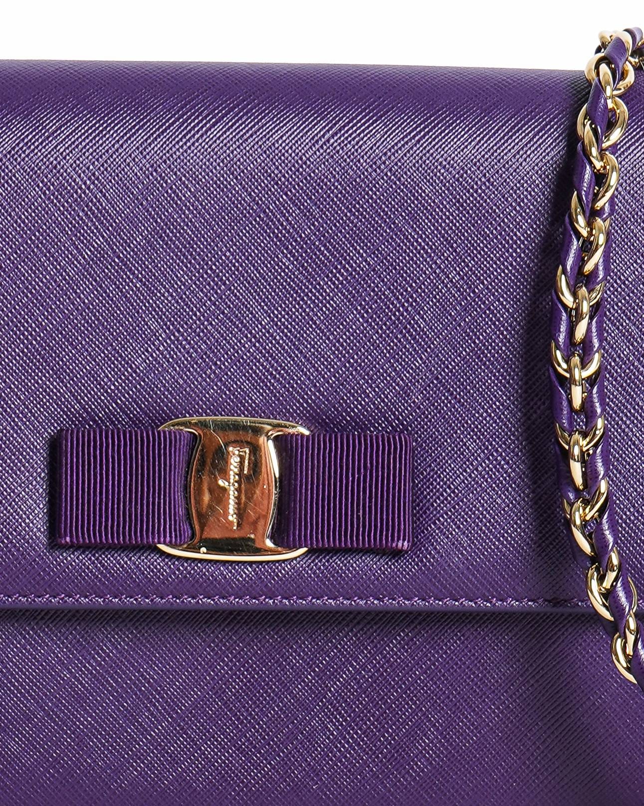Salvatore Ferragamo Vara Bow Crossbody Bag In Purple