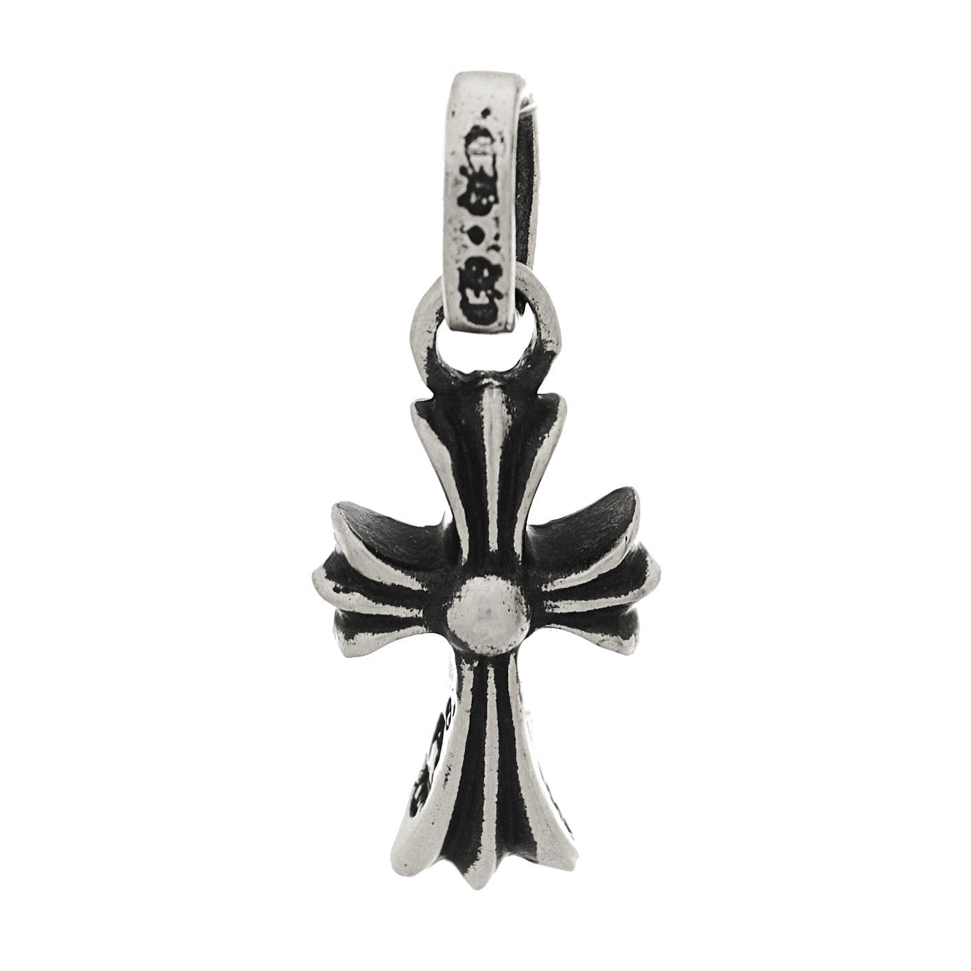 Chrome Hearts Sterling Silver Diamond Baby Fat Cross Pave Pendant