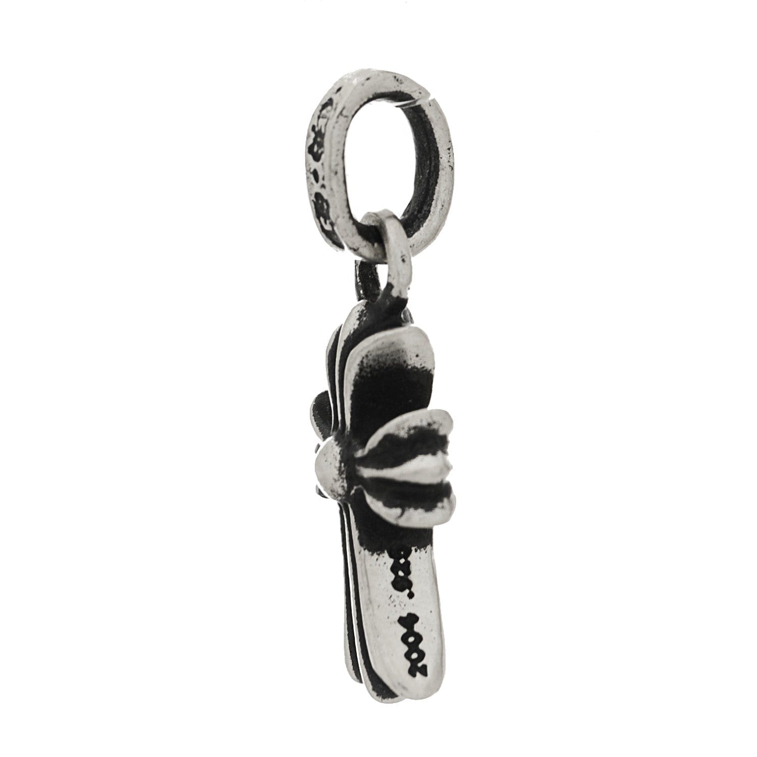 Chrome Hearts Sterling Silver Diamond Baby Fat Cross Pave Pendant