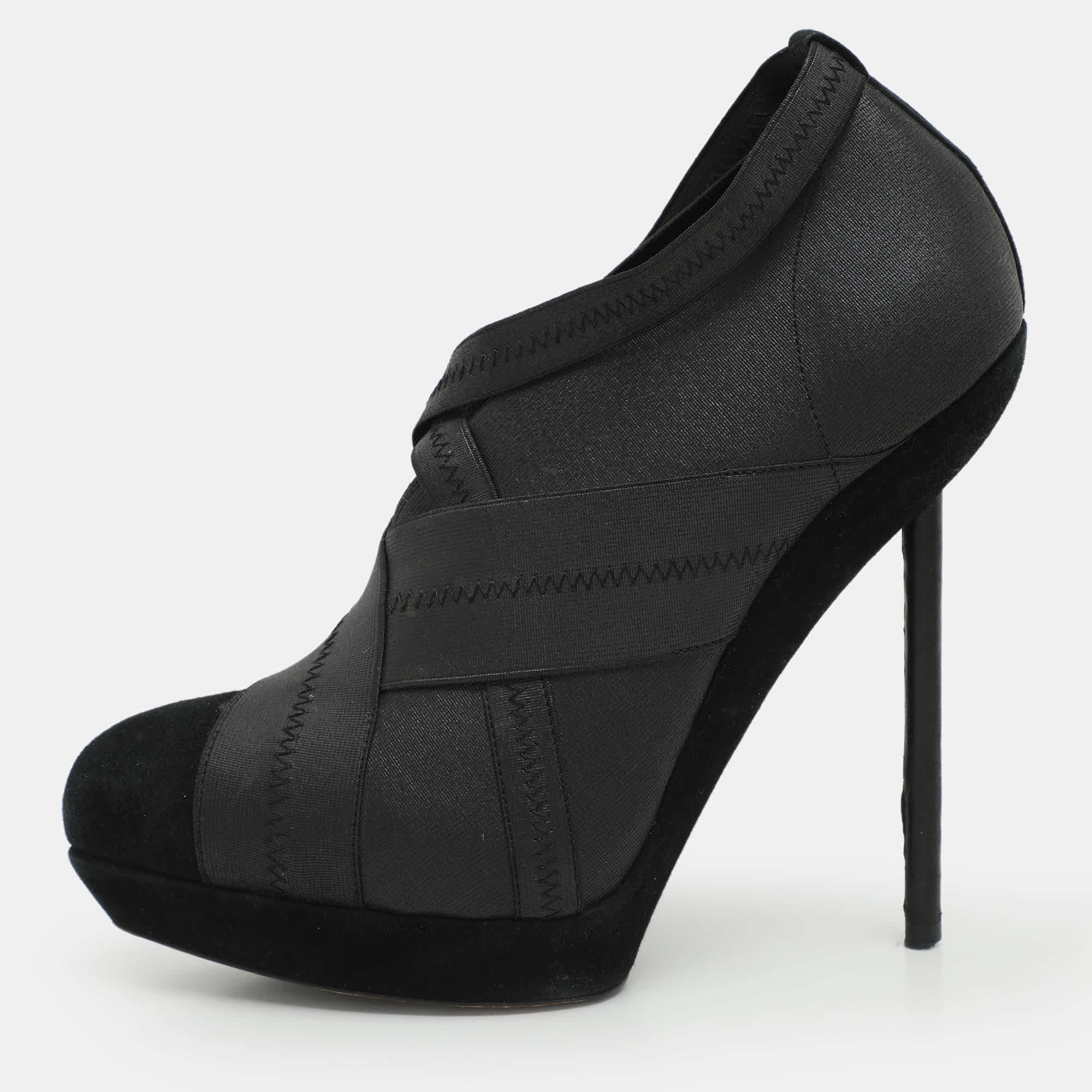 Yves Saint Laurent Black Elastic Bandage And Suede Booties