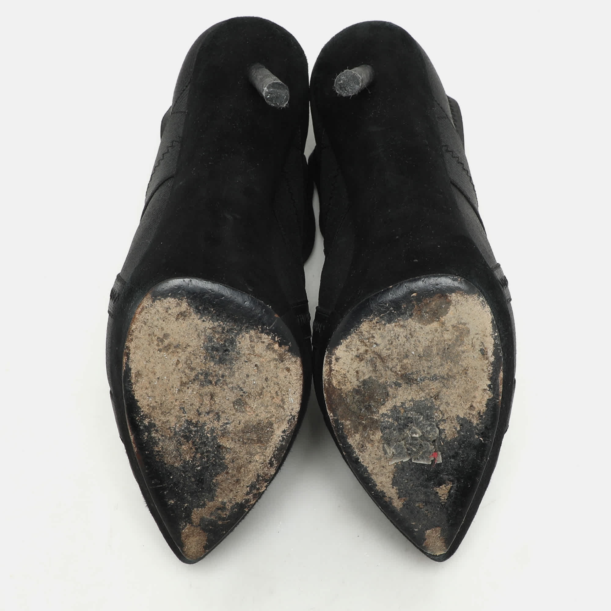 Yves Saint Laurent Black Elastic Bandage And Suede Booties