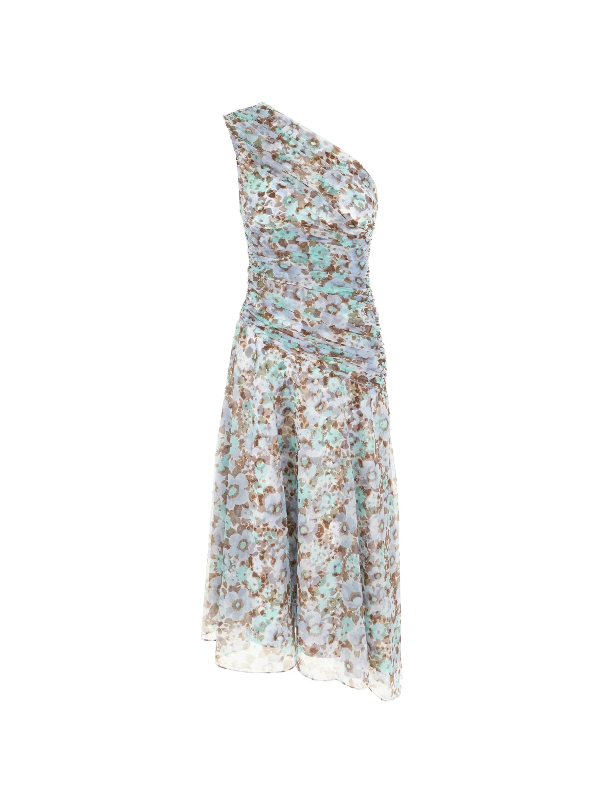 Tory Burch one - shoulder floral - print asymmetric dress