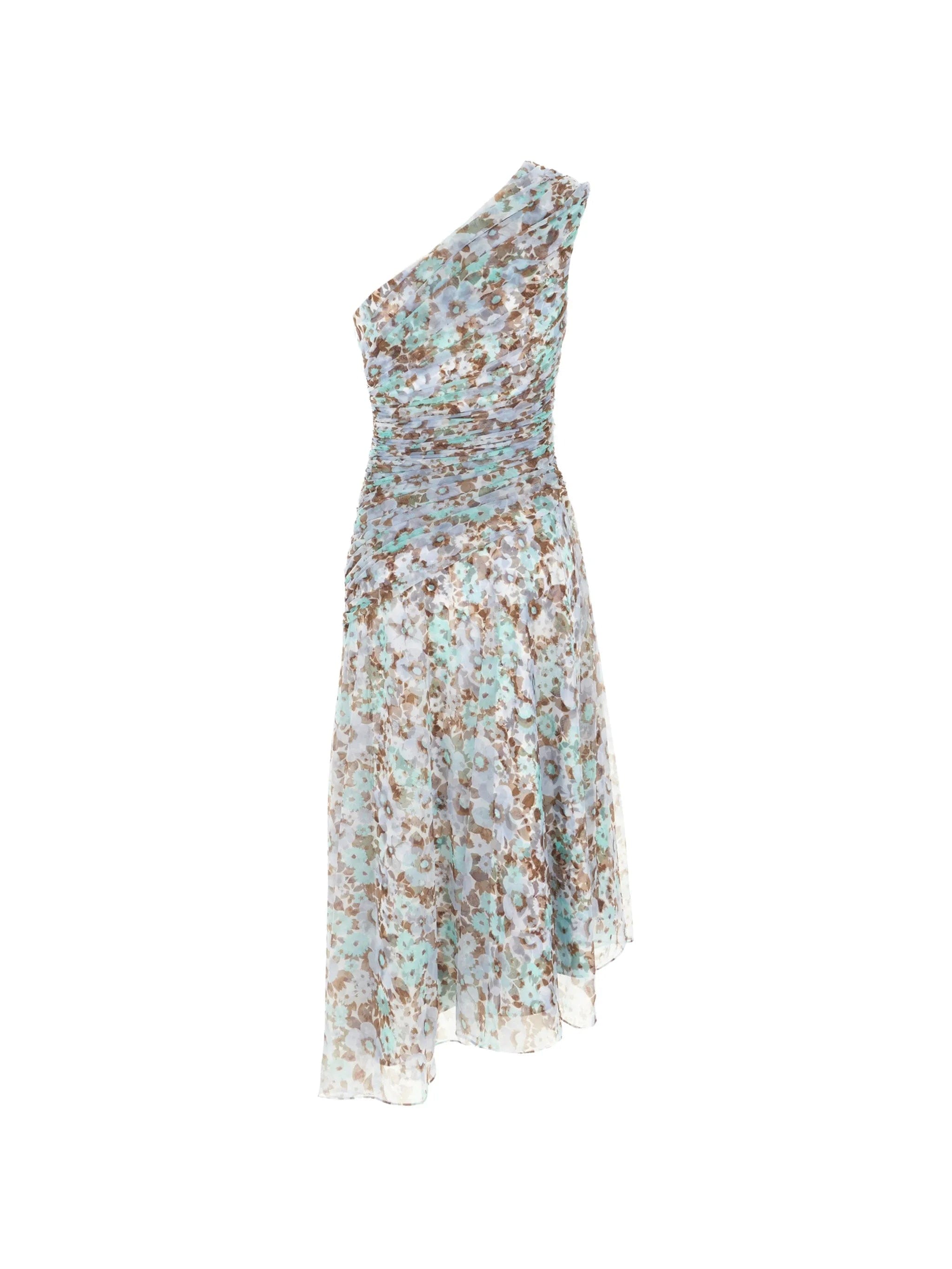 Tory Burch one - shoulder floral - print asymmetric dress