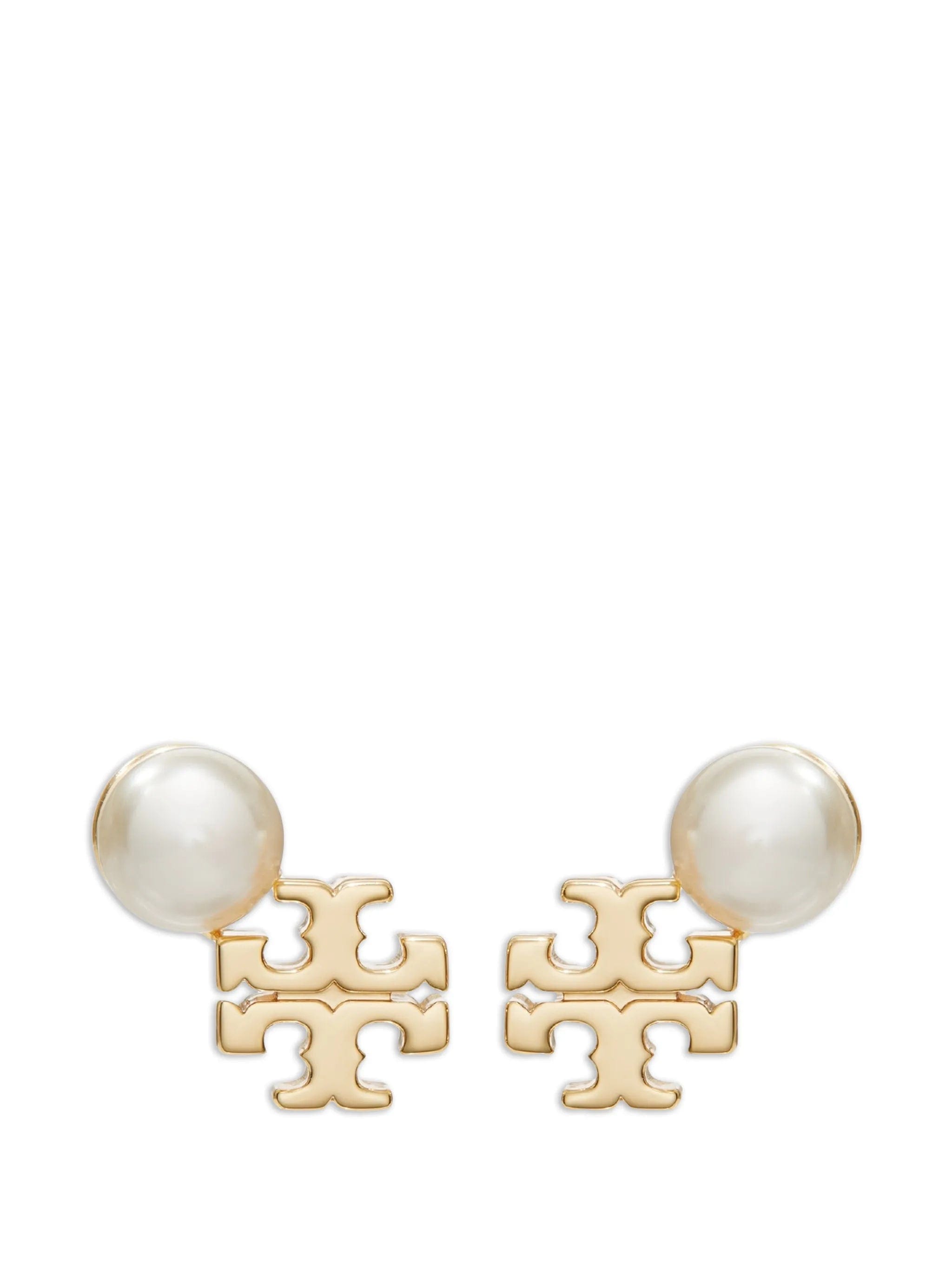 Tory Burch Moondance logo and pearl stud earrings