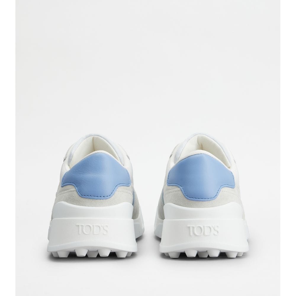 Tod's Tods Sneakers In Suede And Smooth Leather White Blue Mens