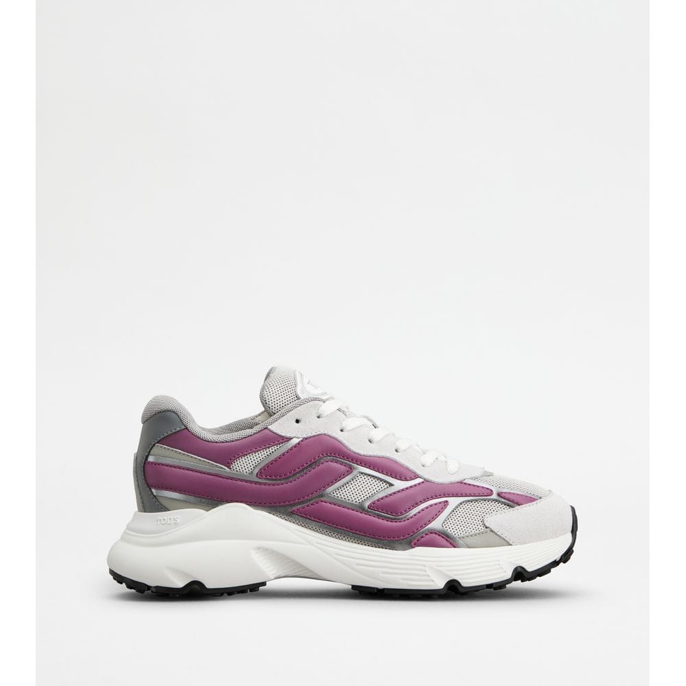 Tod's Tods Sneakers In Leather And Technical Fabric Pink Grey Womens