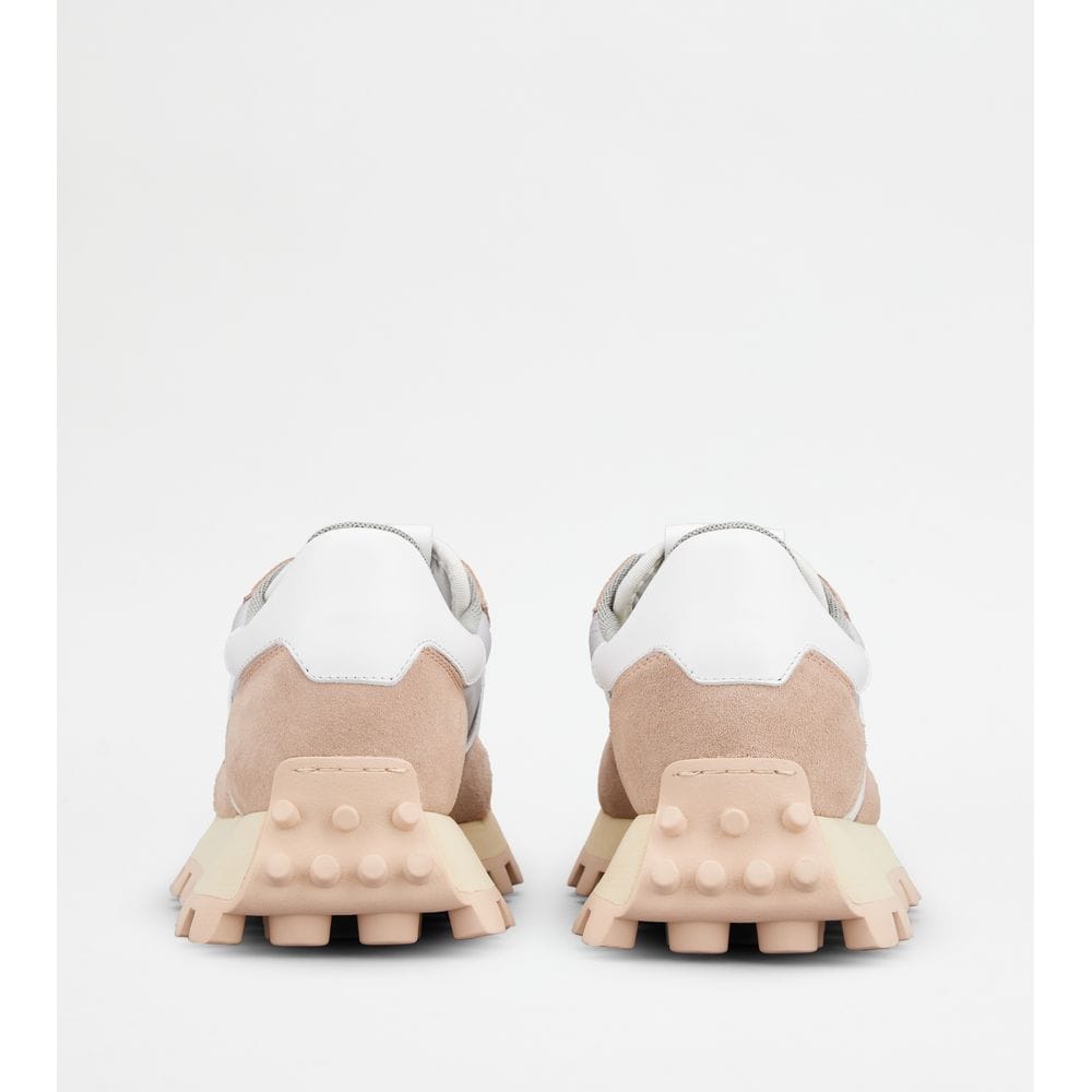 Tod's Sneakers Tods 1T In Suede And Fabric Pink Grey White Womens
