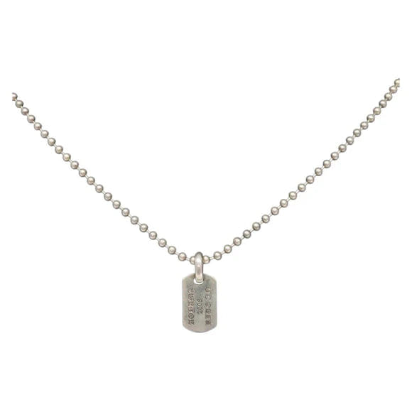 Chrome Hearts Pendant Tiny Dog Tag RS Cross Necklace Ag925 Silver Auth 134926M 134926M