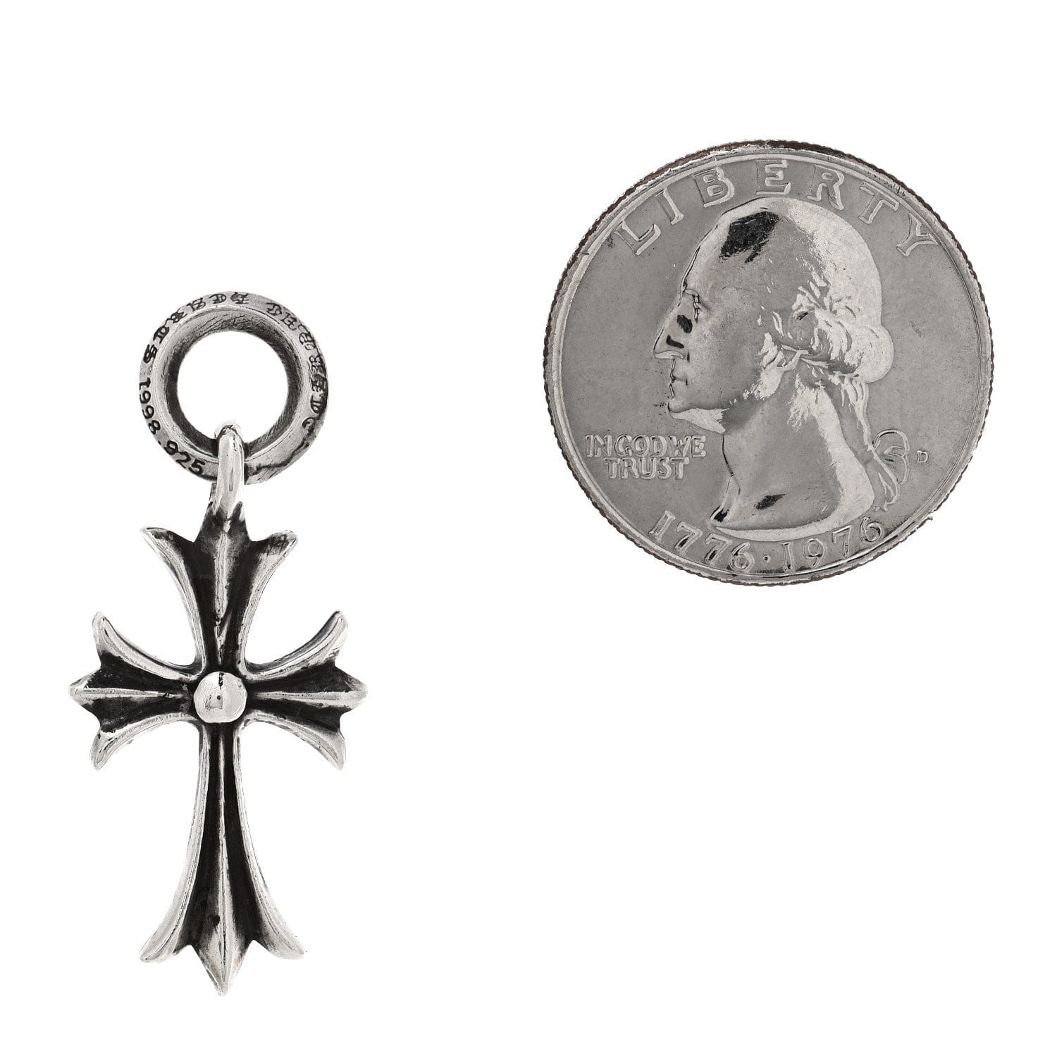 Chrome Hearts Sterling Silver Tiny Cross with Bail Pendant