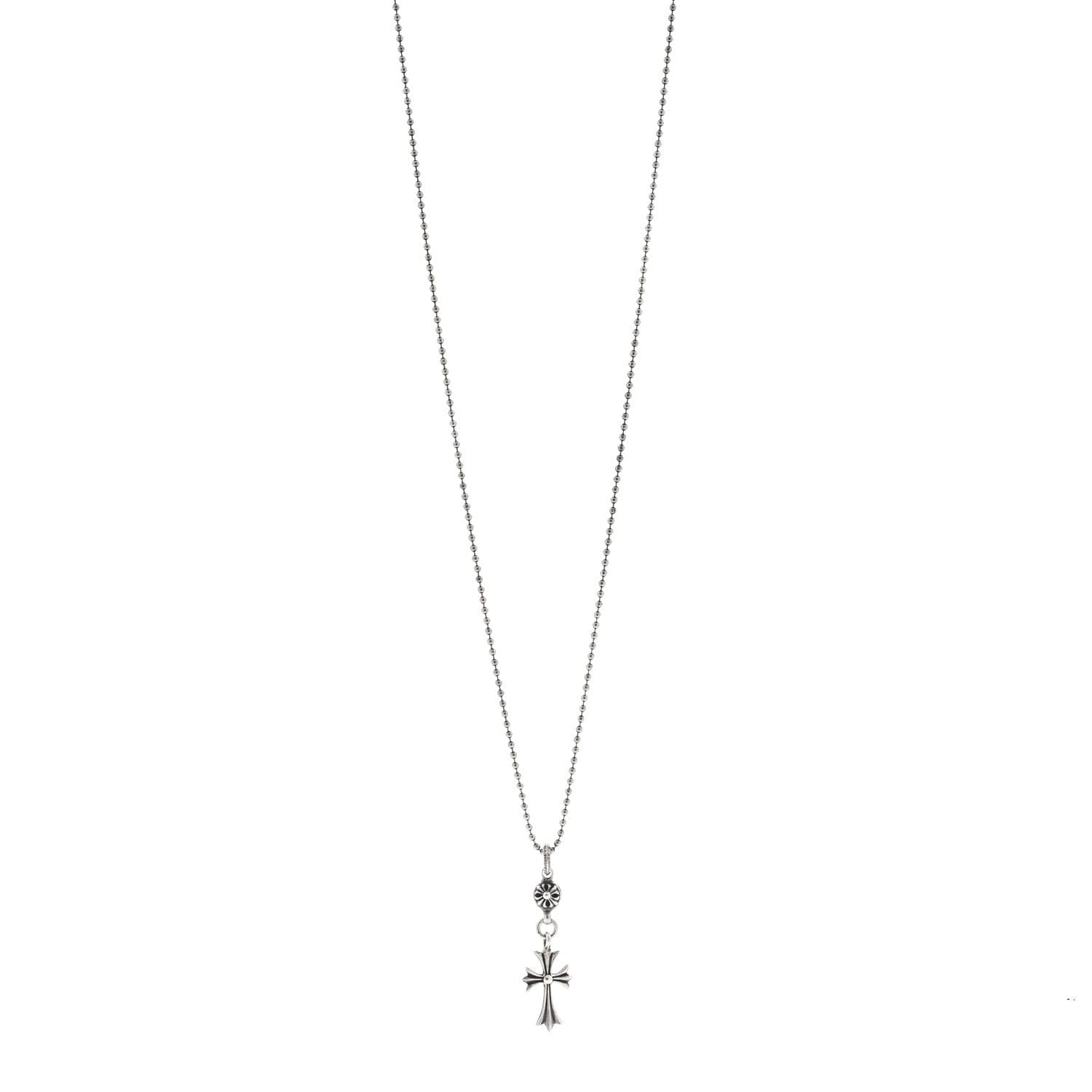 Chrome Hearts Sterling Silver Tiny CH Cross Ball Pendant Necklace