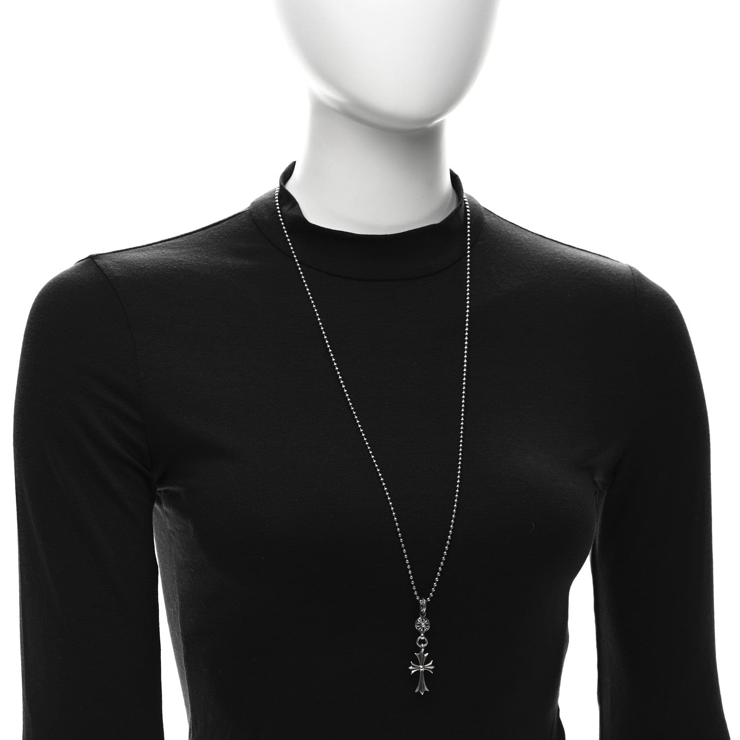 Chrome Hearts Sterling Silver Tiny CH Cross Ball Pendant Necklace