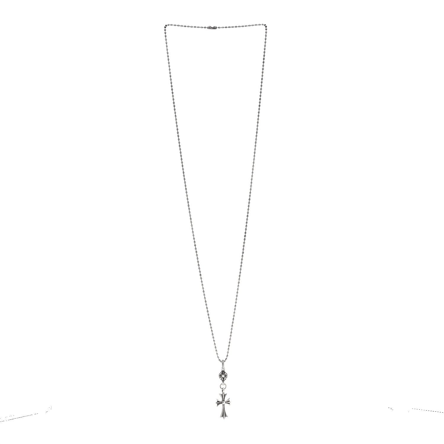 Chrome Hearts Sterling Silver Tiny CH Cross Ball Pendant Necklace