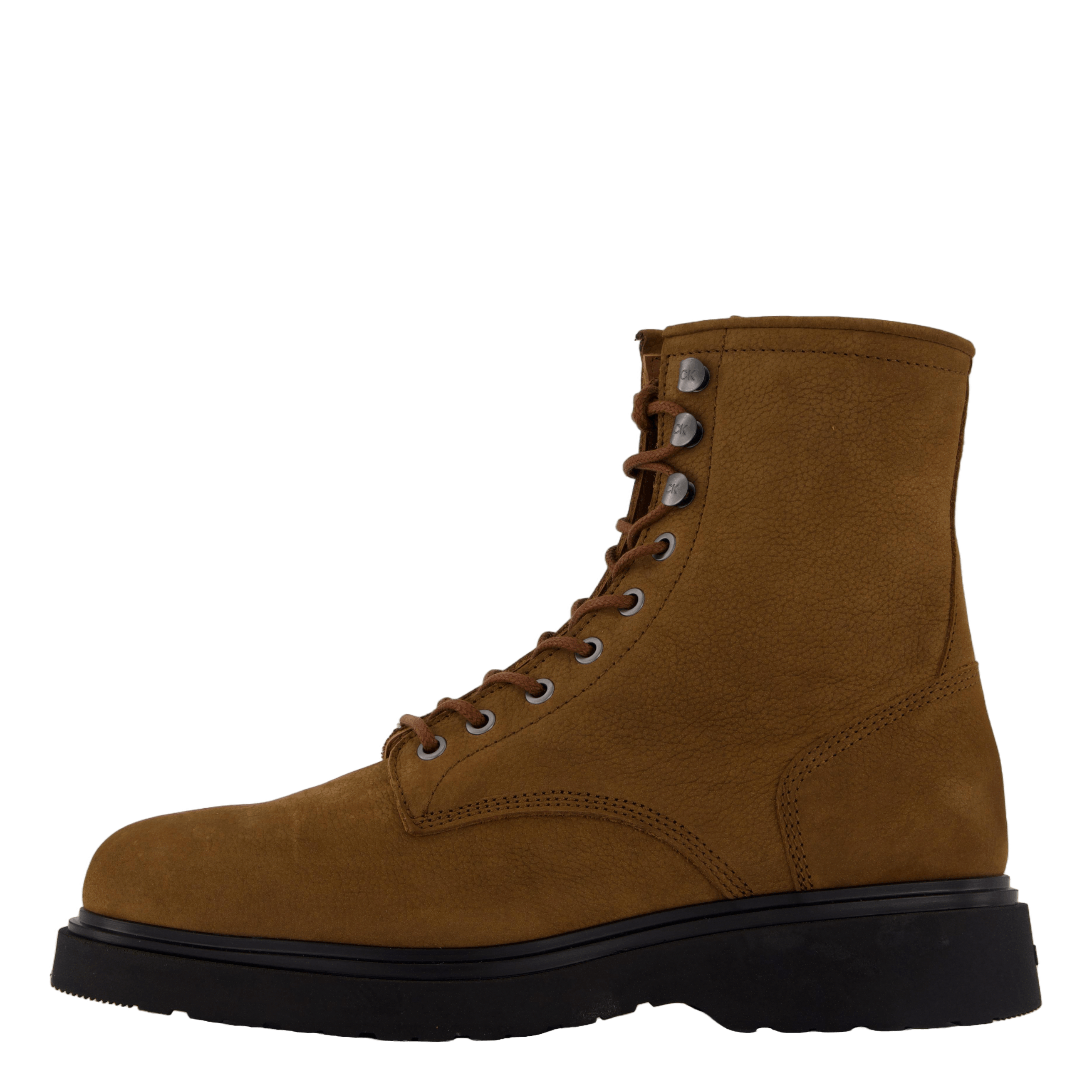 Calvin Klein Lace Up Boot W/ Zip Suede Snuff Brown