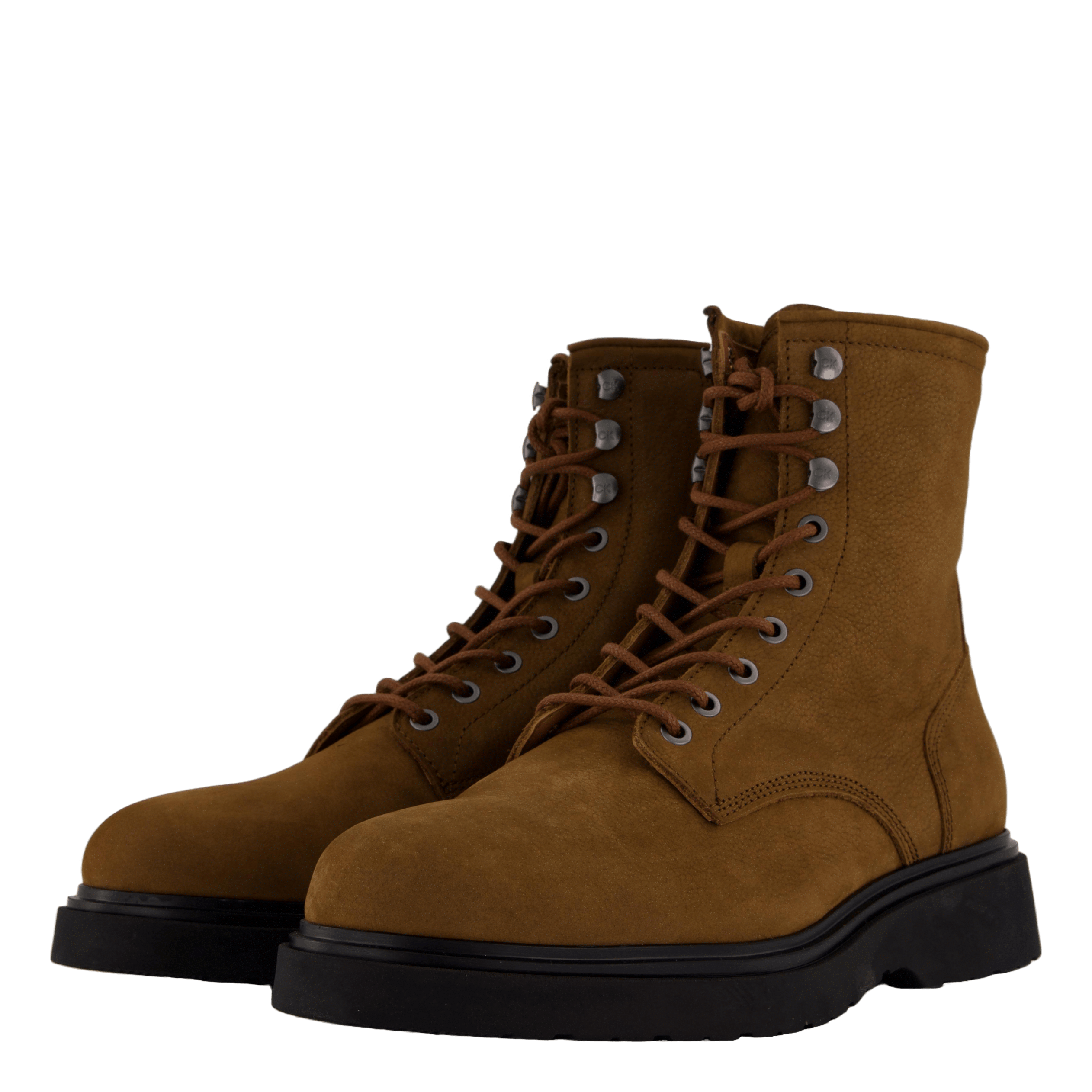 Calvin Klein Lace Up Boot W/ Zip Suede Snuff Brown