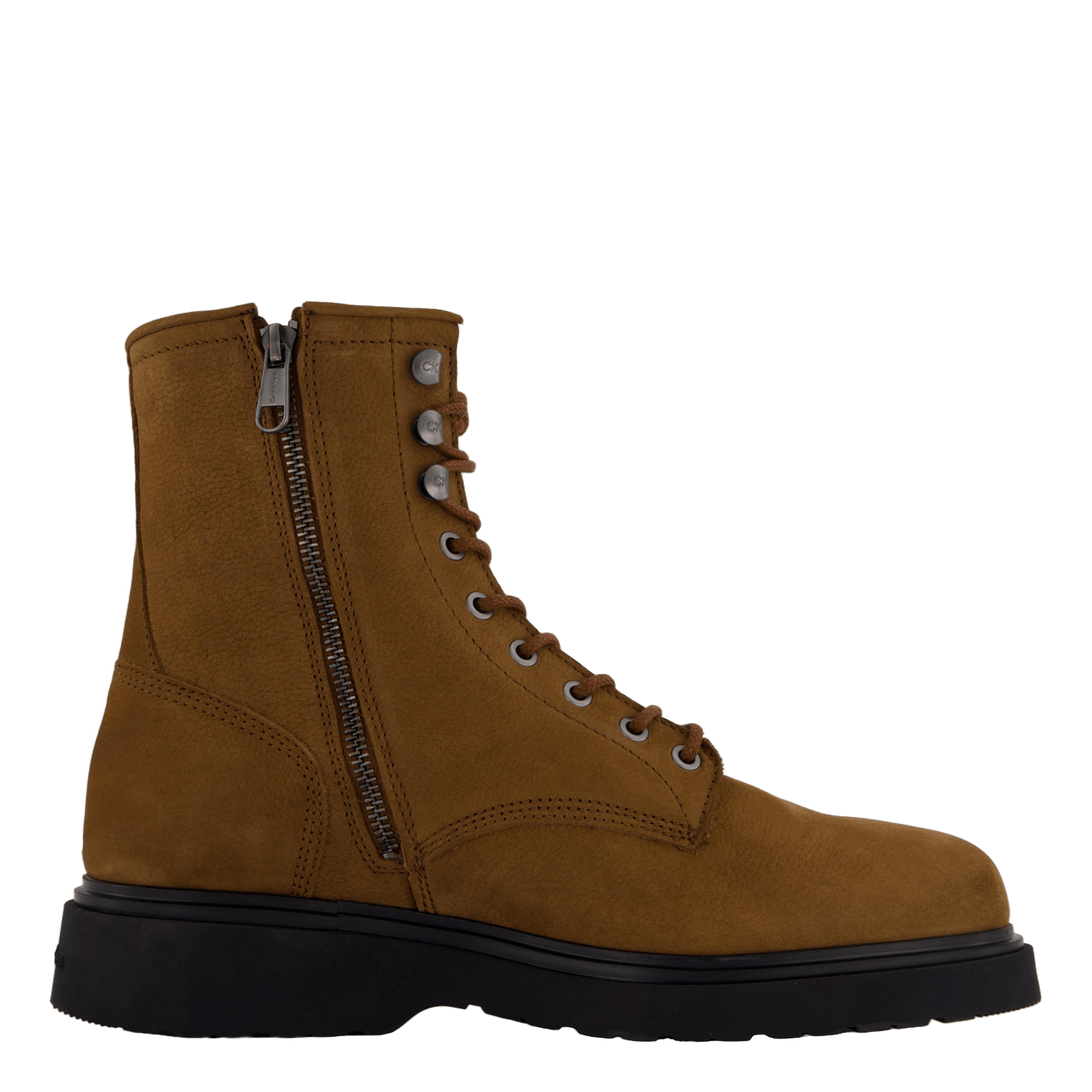 Calvin Klein Lace Up Boot W/ Zip Suede Snuff Brown