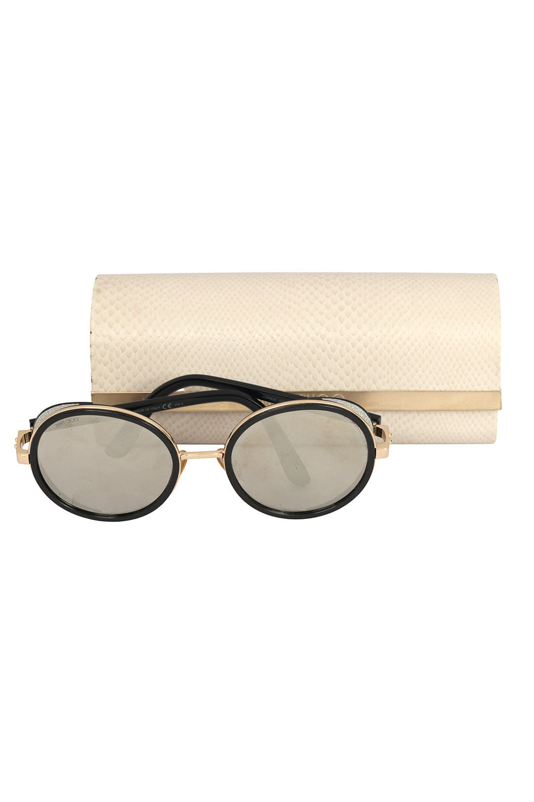JIMMY CHOO ANDIE/S BLACK ACETATE FRAME ROUND SUNGLASSES