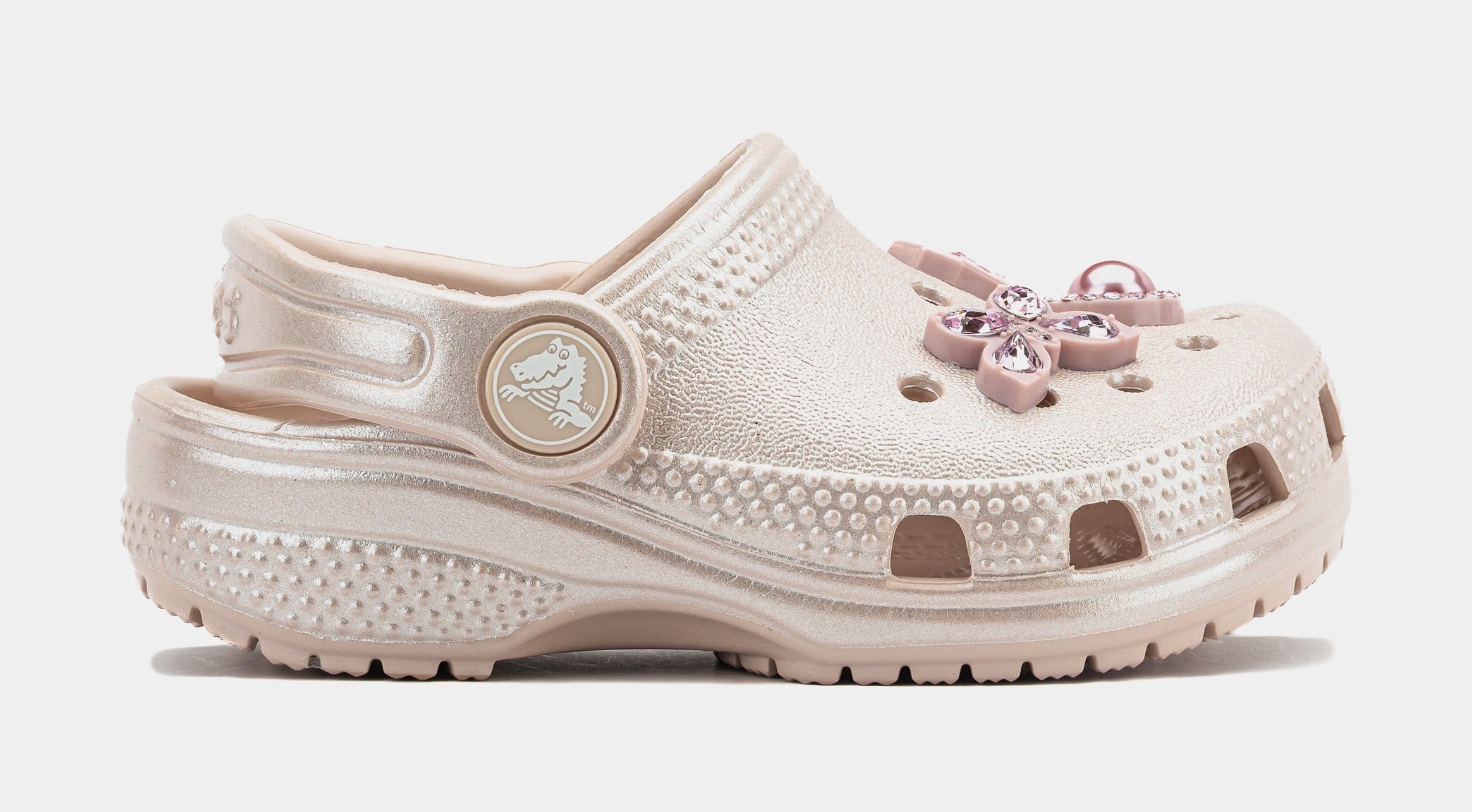 CROCS Classic Clog Shimmer Infant Toddler Sandals (Pink)