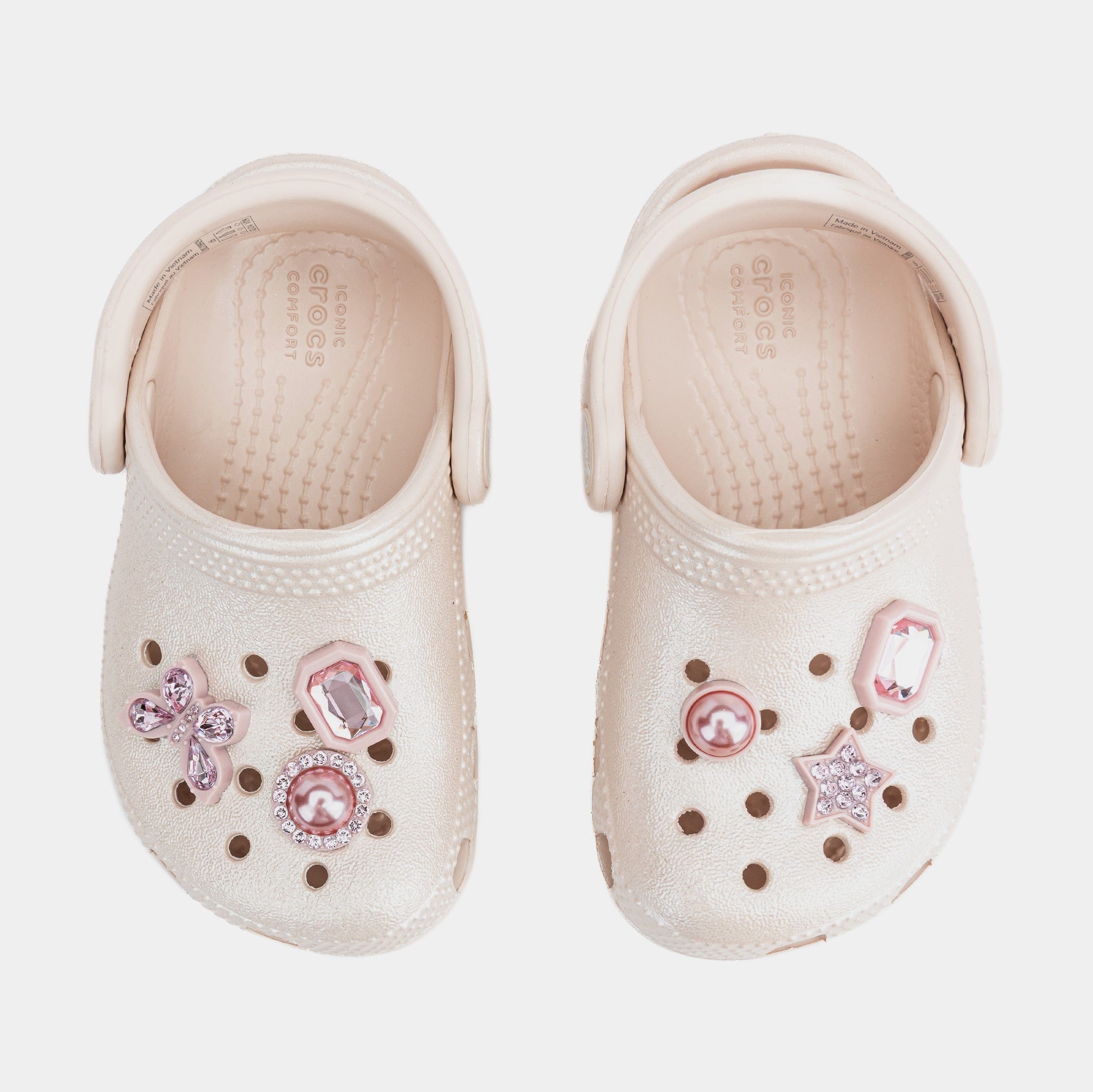 CROCS Classic Clog Shimmer Infant Toddler Sandals (Pink)