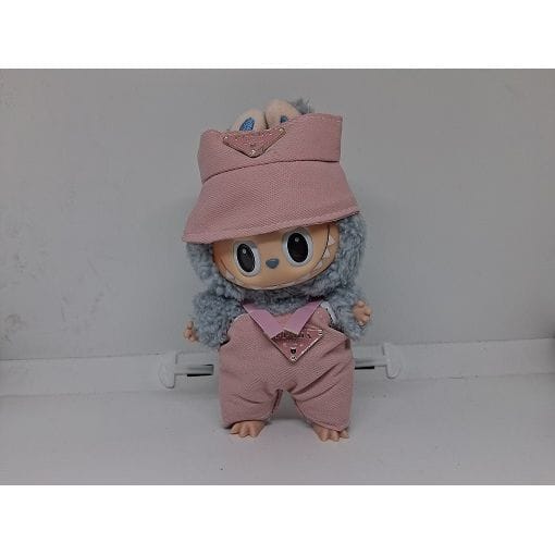 Pop Mart Labubu Designer Pink Hat and Overall Outfit (Pink) - Clothing for Labubu