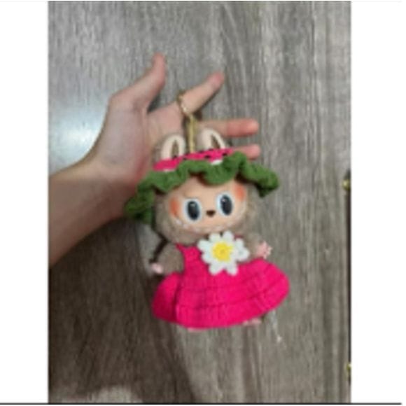 Pop Mart Labubu Watermelon Flower Sun Dress Outfit (Pink/Green) - Clothing for Labubu