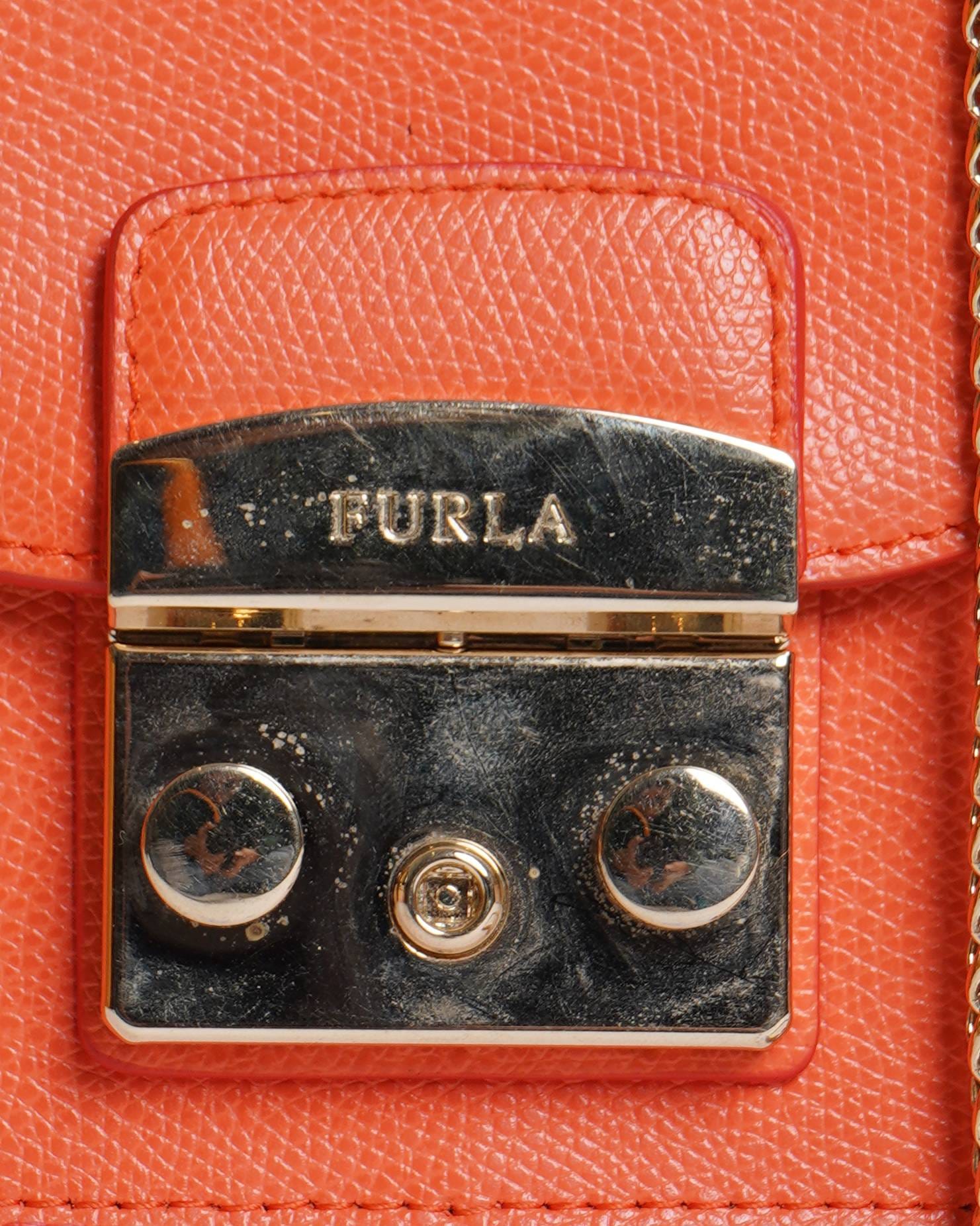 Furla orange metropolis fluo mini crossbody bag