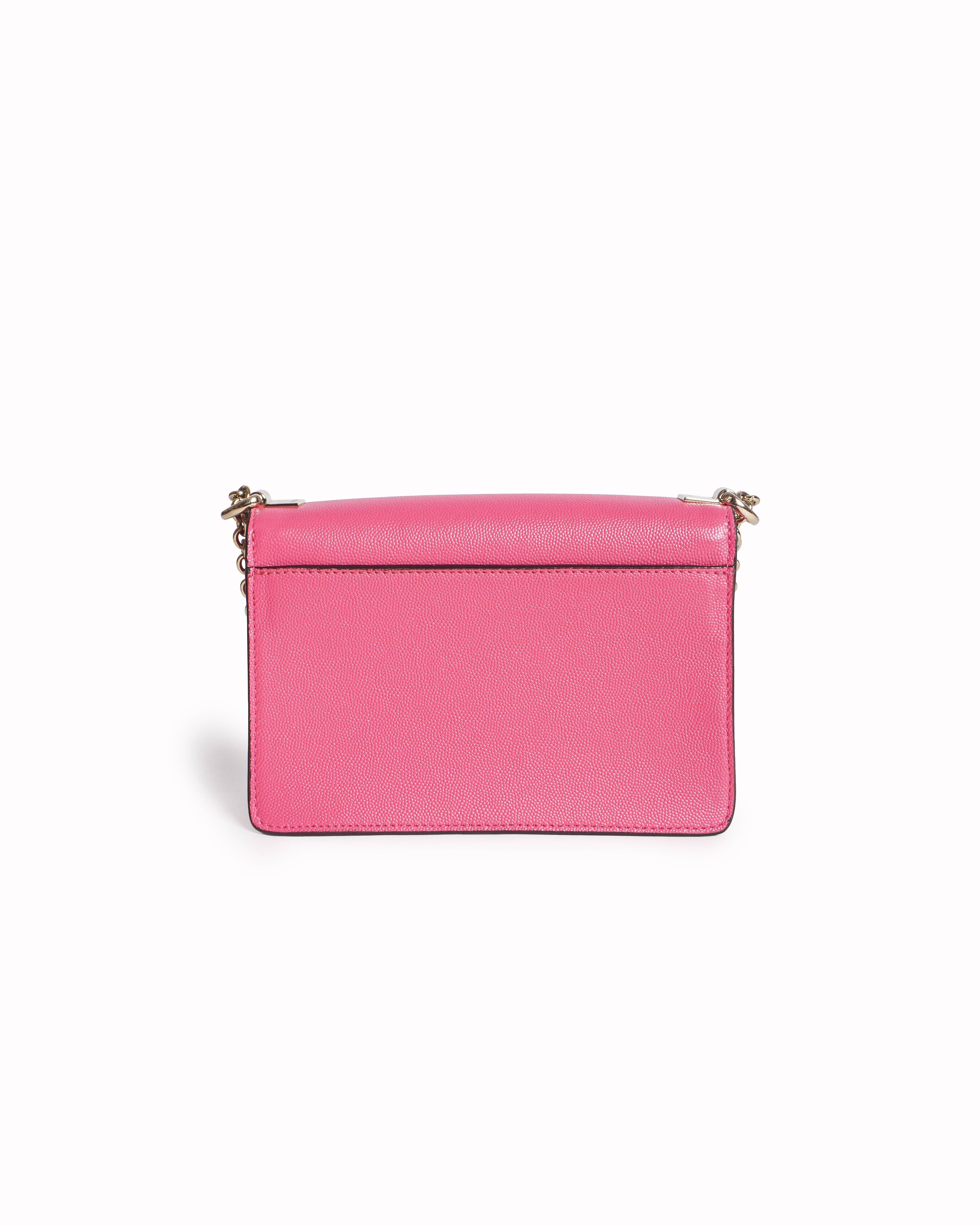 Furla Fuchsia Pink Leather Mimì Large Flap Crossbody Bag