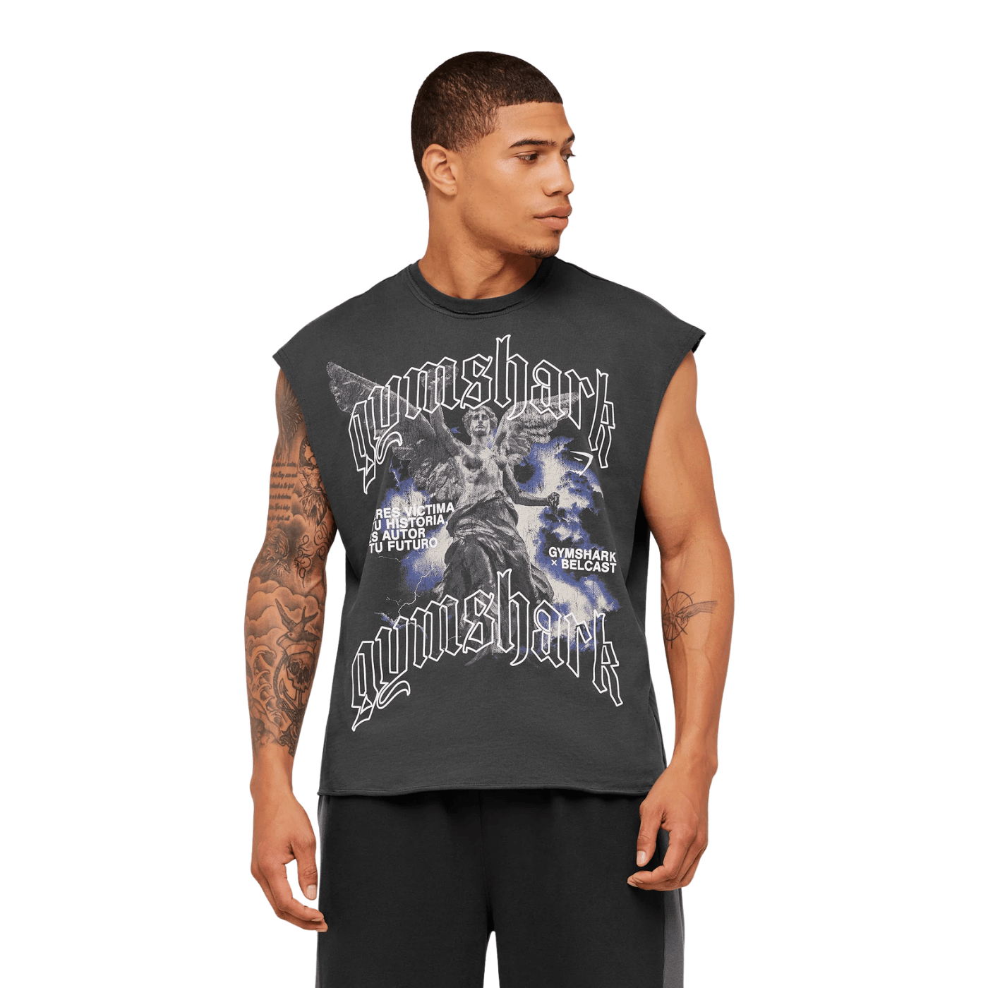 Gymshark x Carlos Belcast Cut off T-Shirt oversized fit Onyx Grey