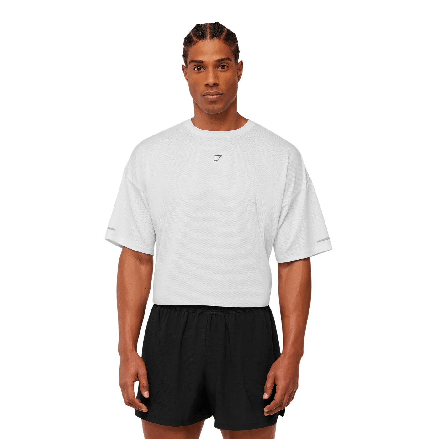 GYMSHARK Running Graphic T - Shirt oversized fit GS White