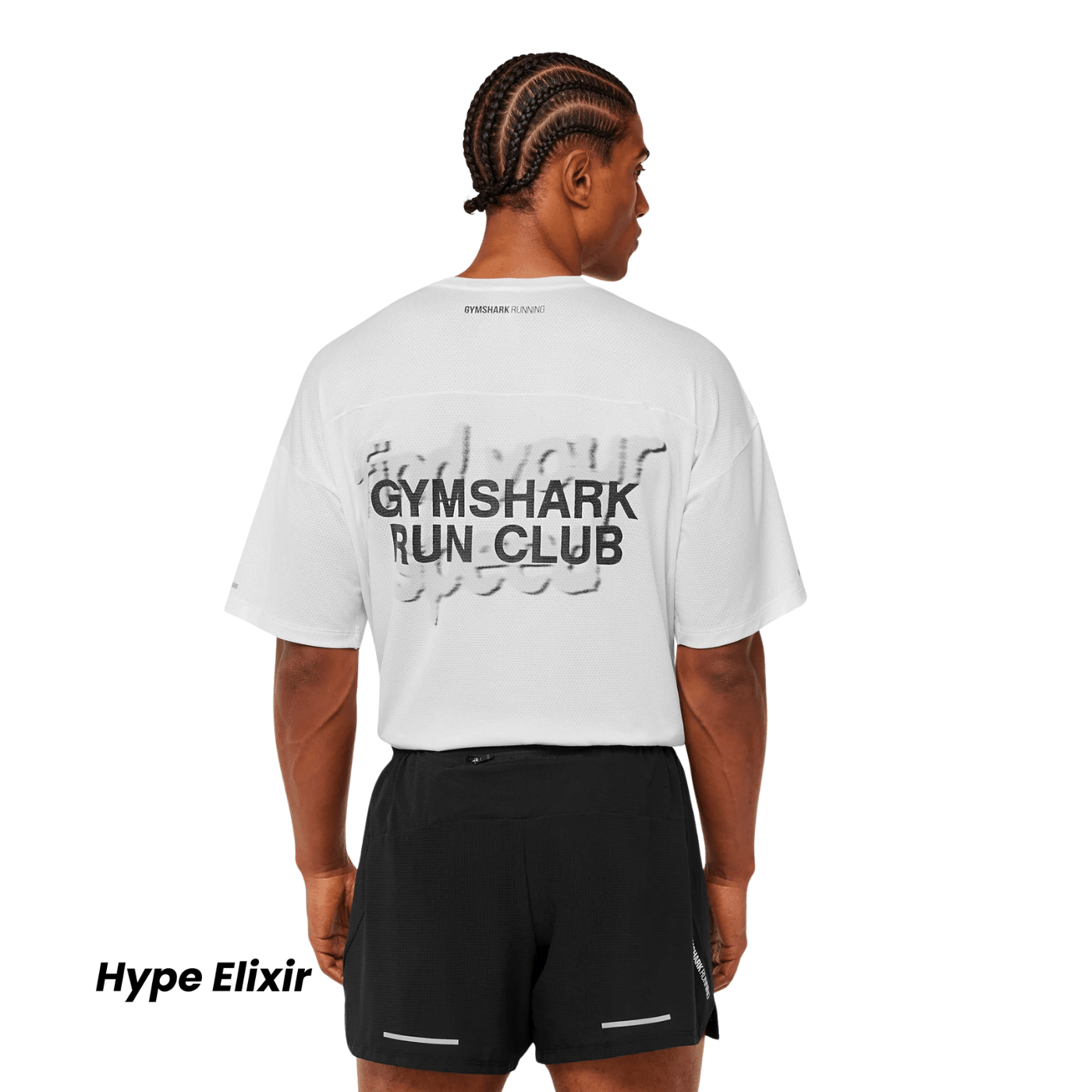 GYMSHARK Running Graphic T - Shirt oversized fit GS White