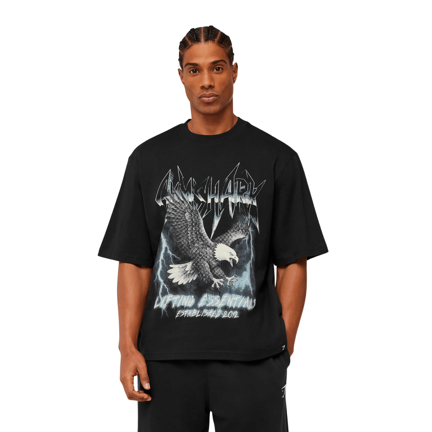 GYMSHARK Eagle Band Style Graphic T - Shirt oversized fit GS Black