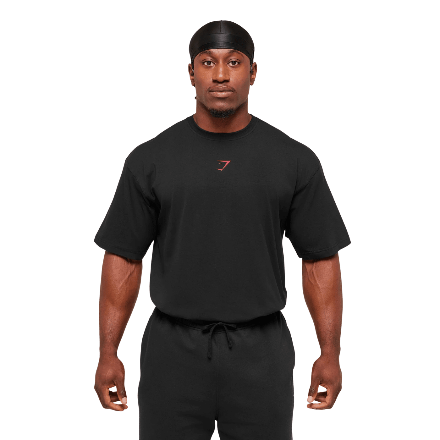 GYMSHARK Power T - Shirt oversized fit Black/Conditioning Red