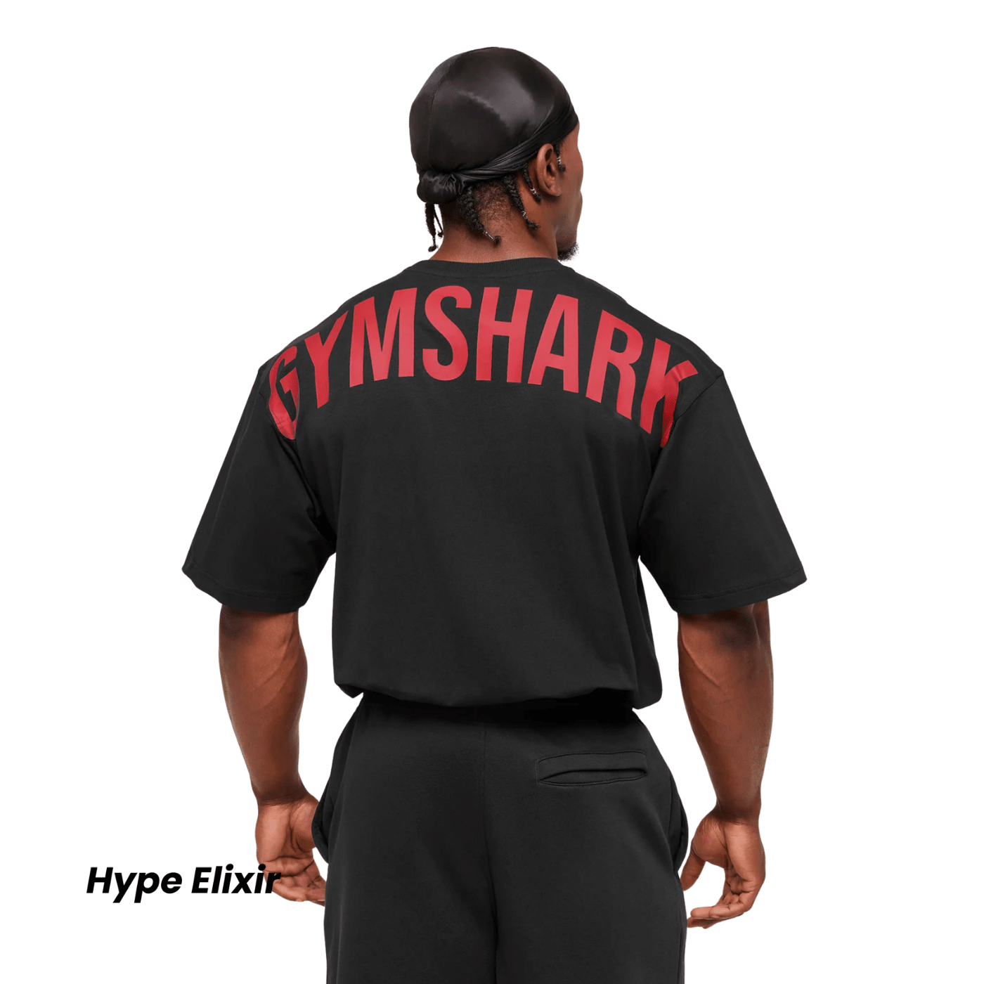 GYMSHARK Power T - Shirt oversized fit Black/Conditioning Red