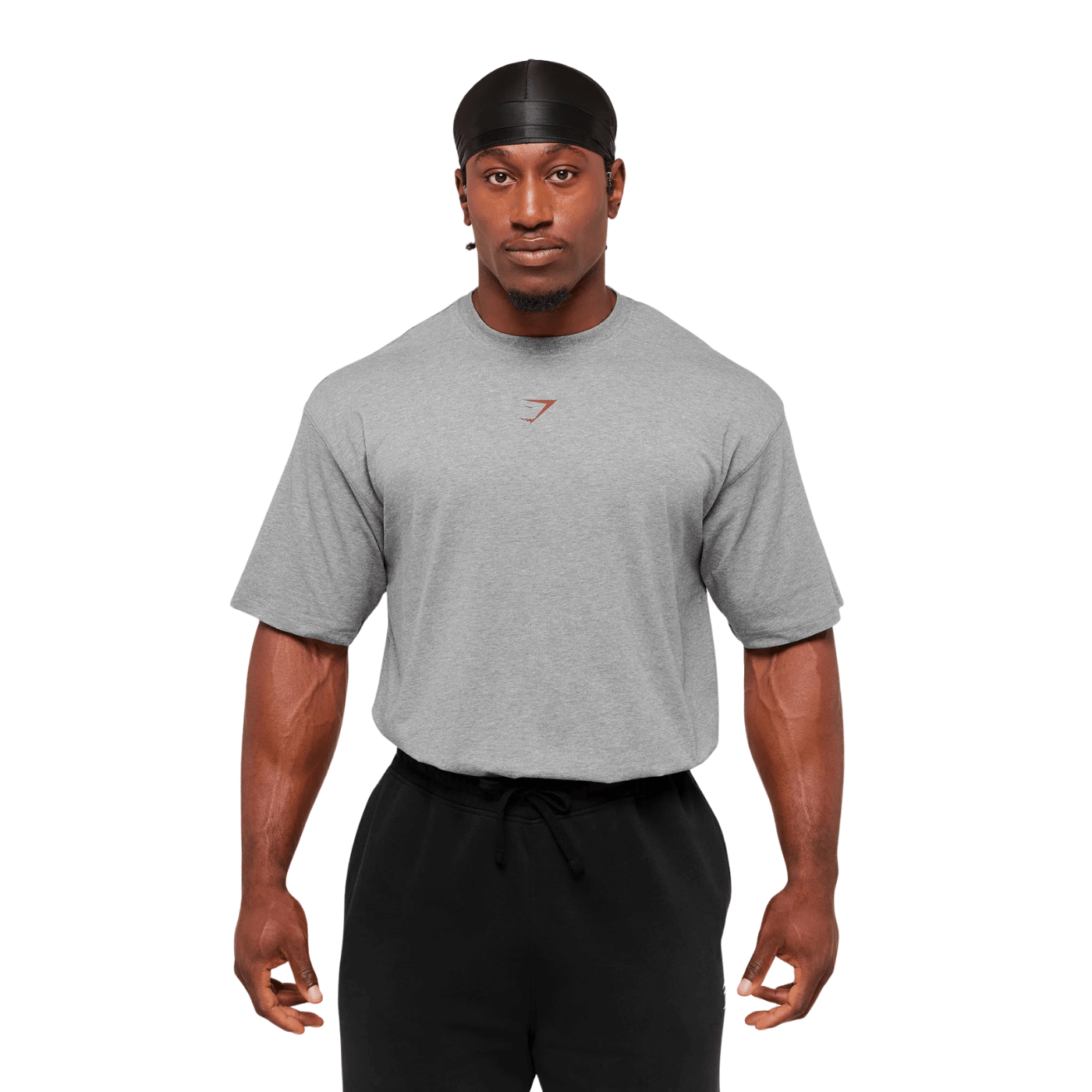 GYMSHARK Power T - Shirt oversized fit Charcoal Core Marl/Sets Red