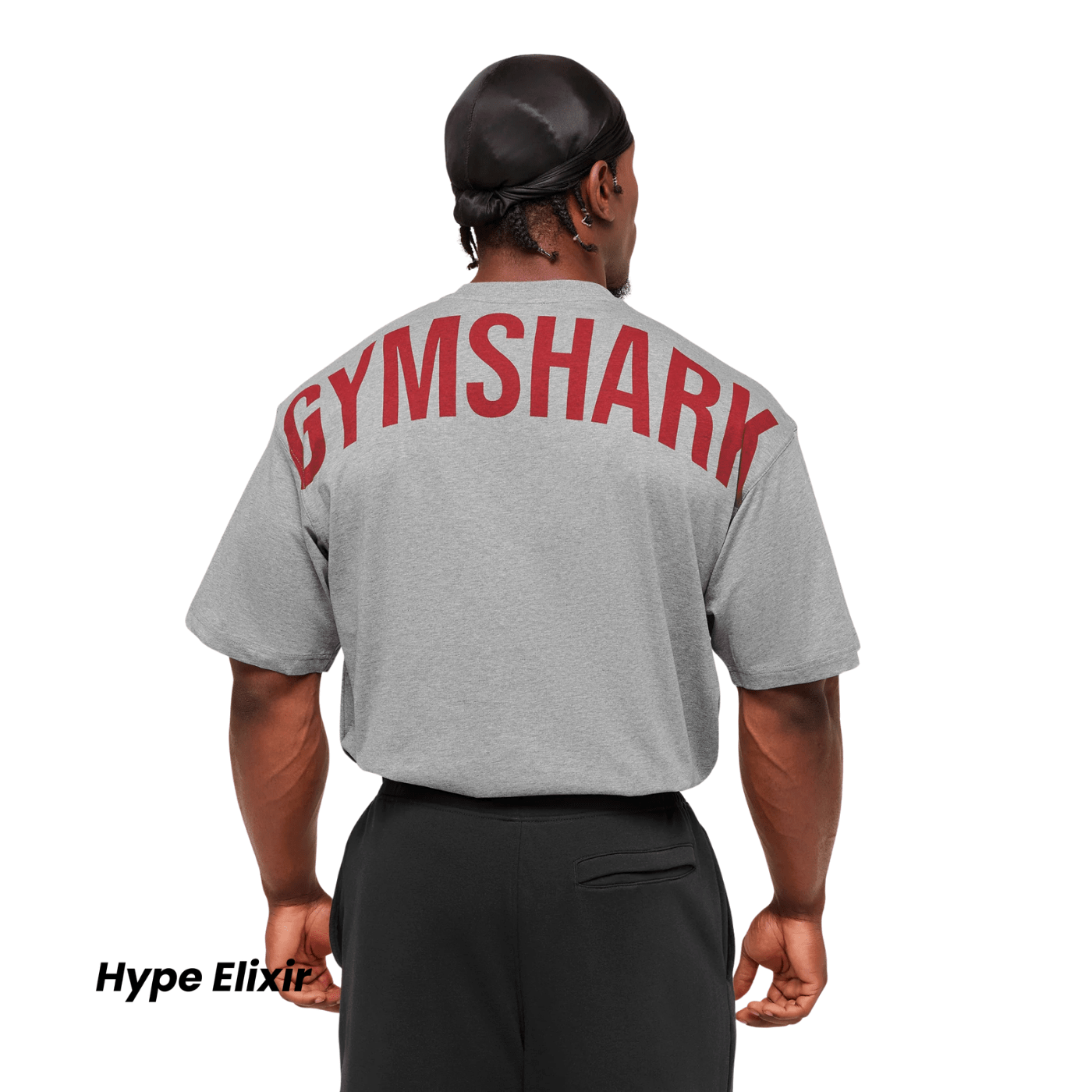GYMSHARK Power T - Shirt oversized fit Charcoal Core Marl/Sets Red