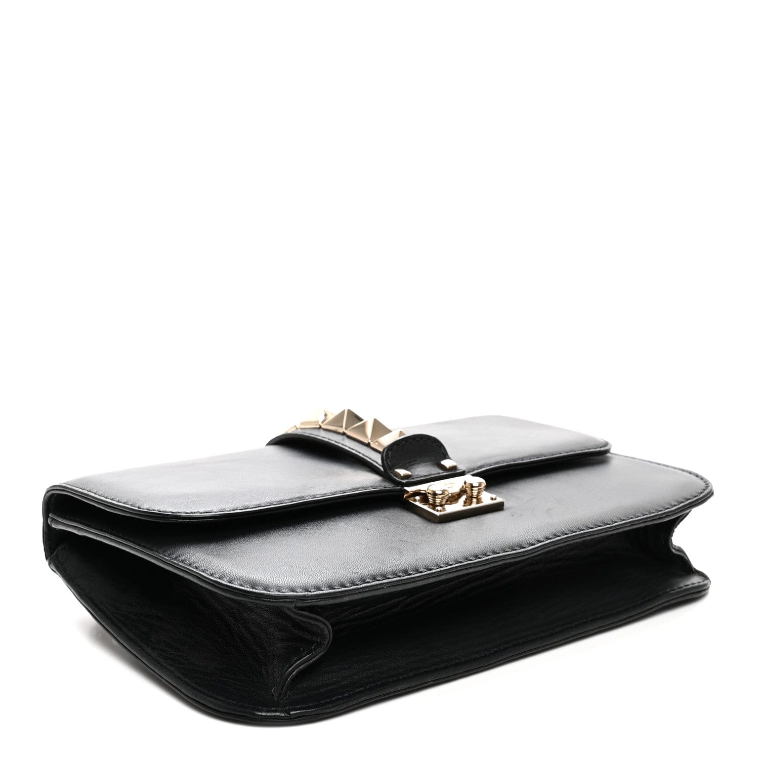 Valentino Garavani Vitello Medium Glam Lock Rockstud Flap Black