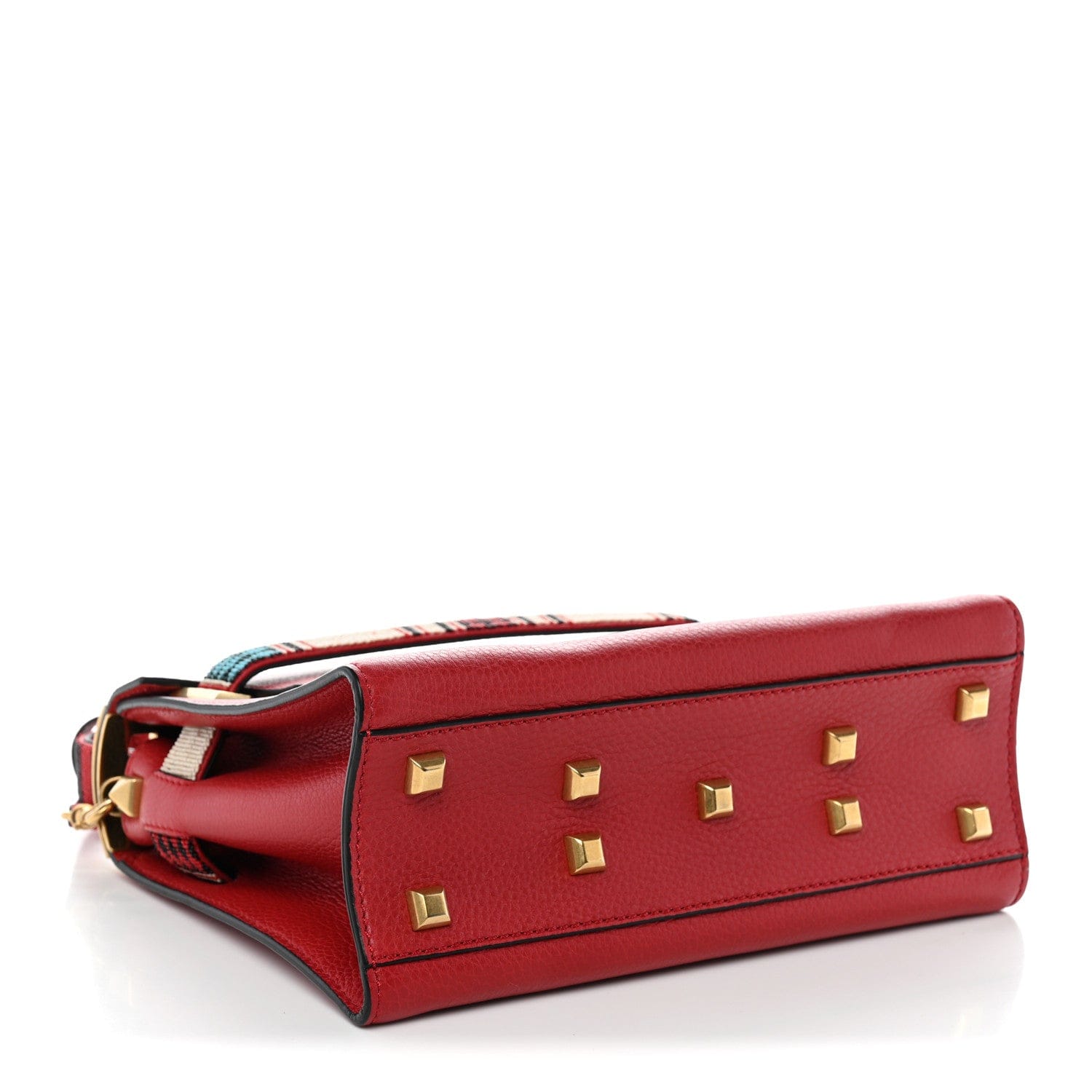 Valentino Garavani Pebbled Calfskin Beaded Small My Rockstud Frame Bag Rosso Valentino