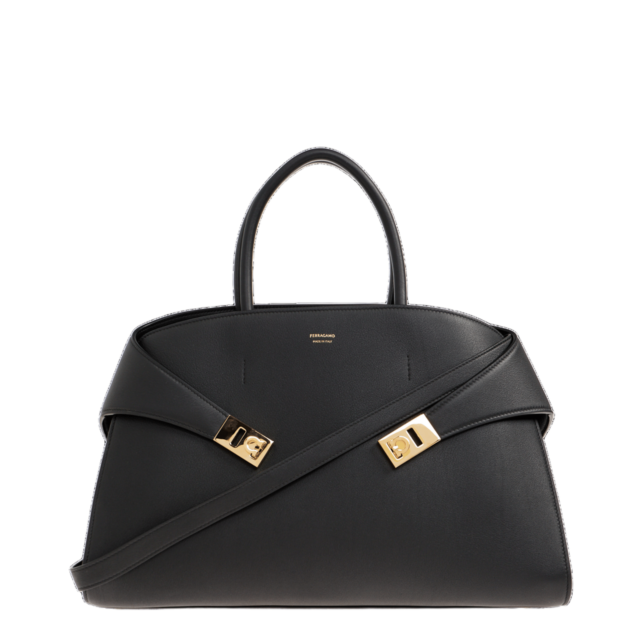 Ferragamo Hug Large Calfskin Handbag - Nero