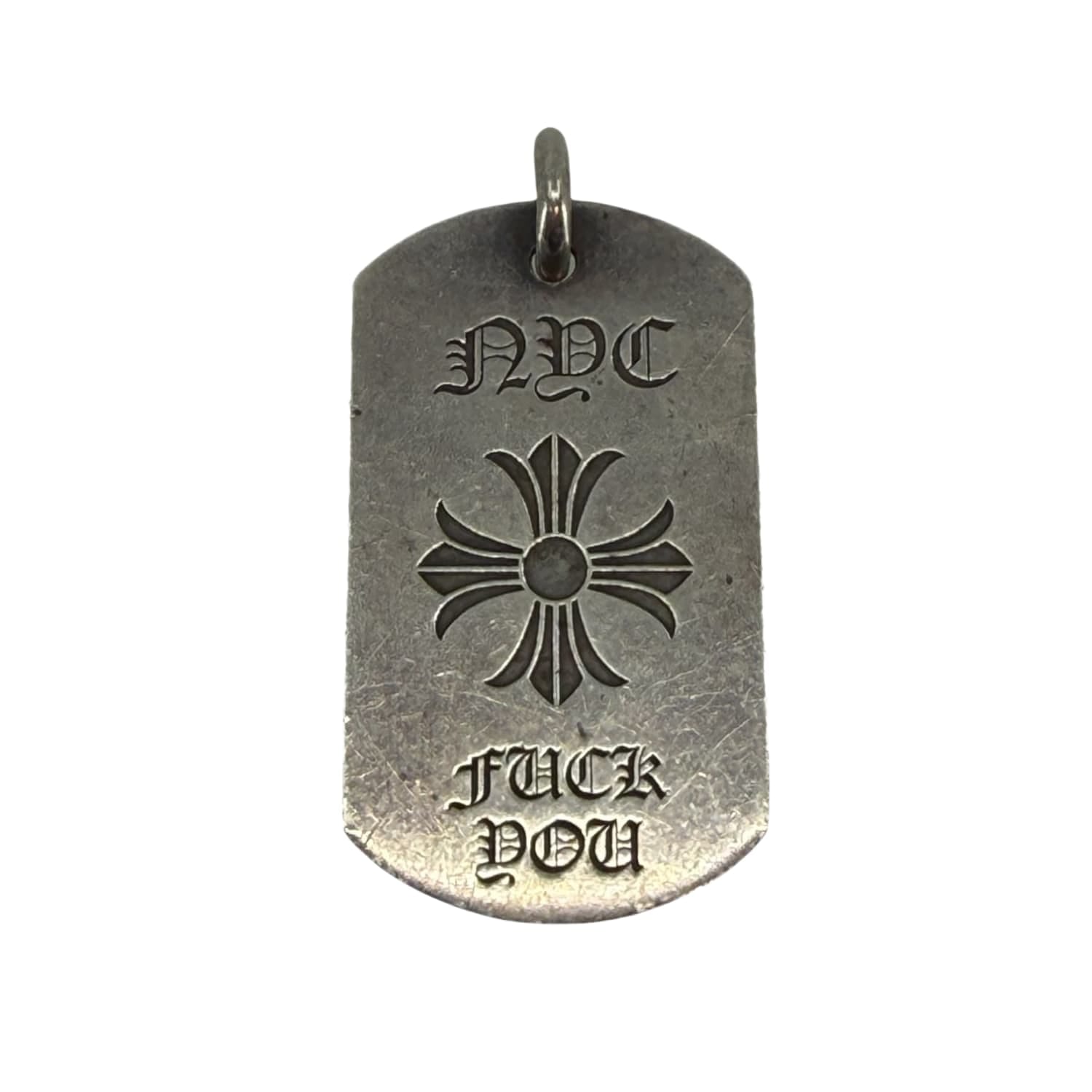 Chrome Hearts Silver NYC Exclusive FU Dog Tag Pendant