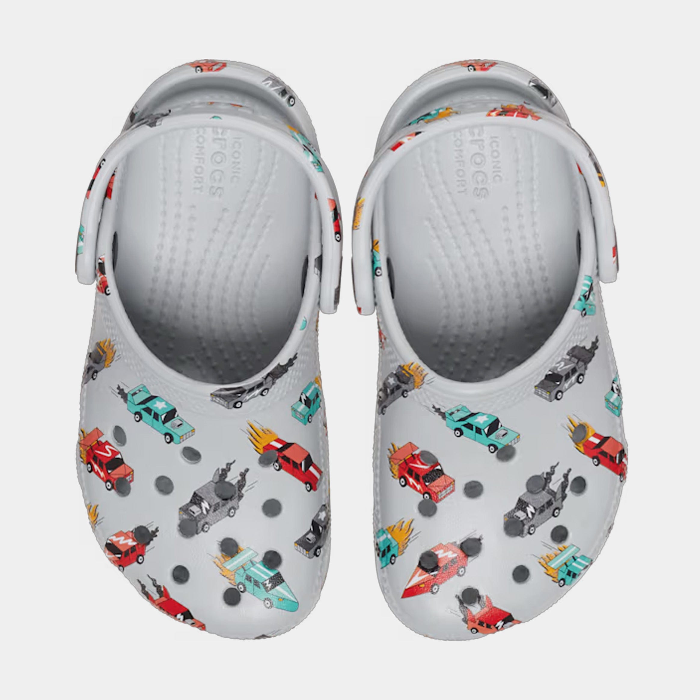 CROCS Classic Clog Race Cars Infant Toddler Sandals (Grey/Red)