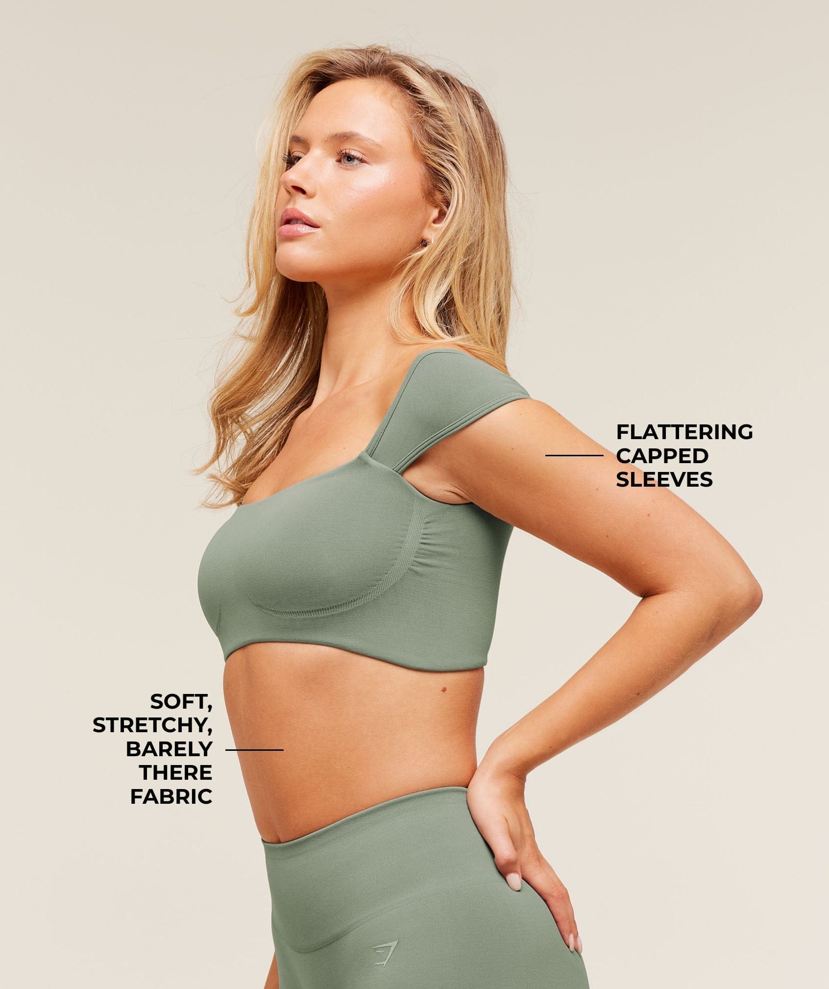 Gymshark Women's Gymshark Soft Sculpt Cap Sleeve Bralette Unit Green