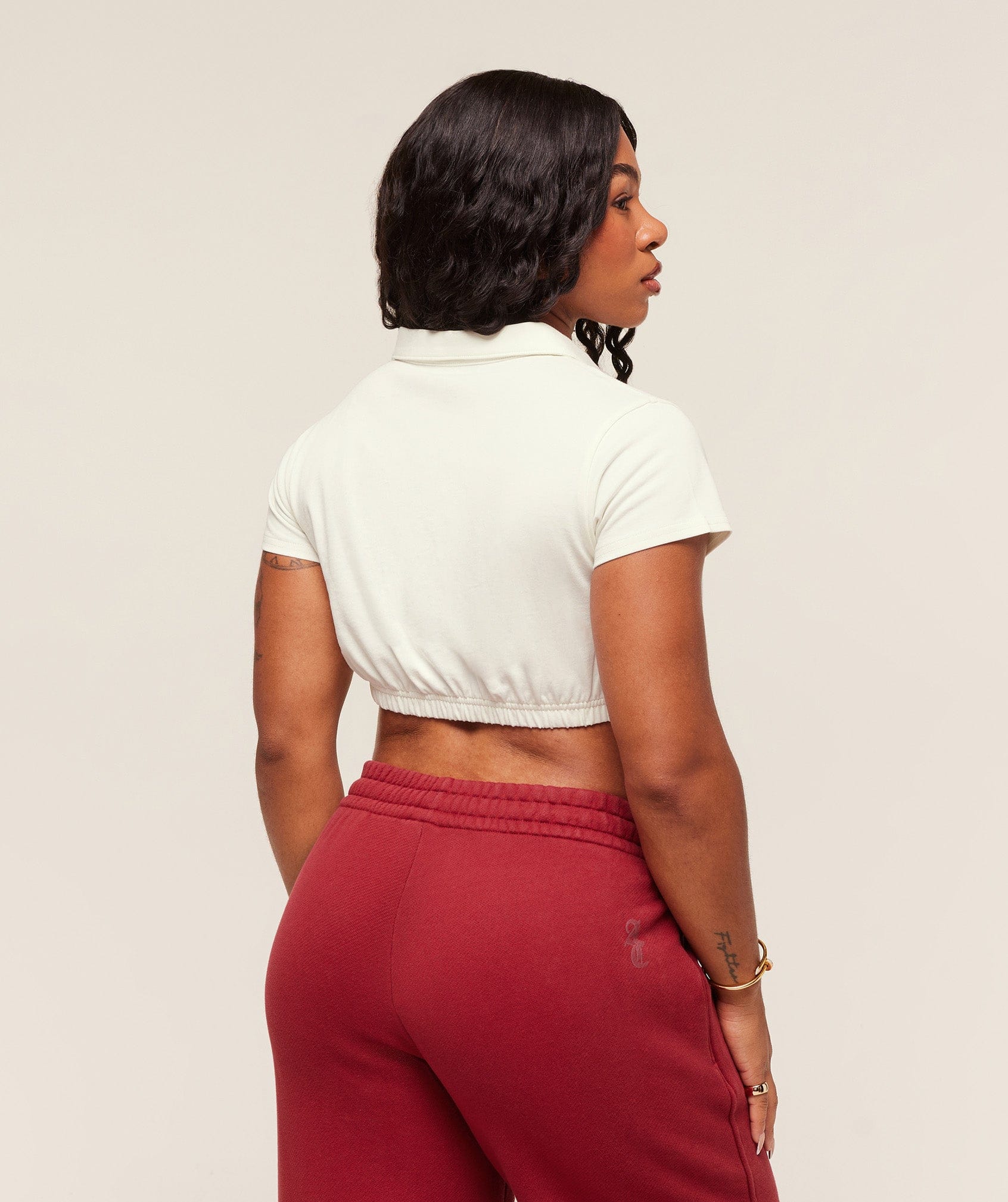 Gymshark Women's Gymshark Gymshark x Analis Cropped Polo Soft White